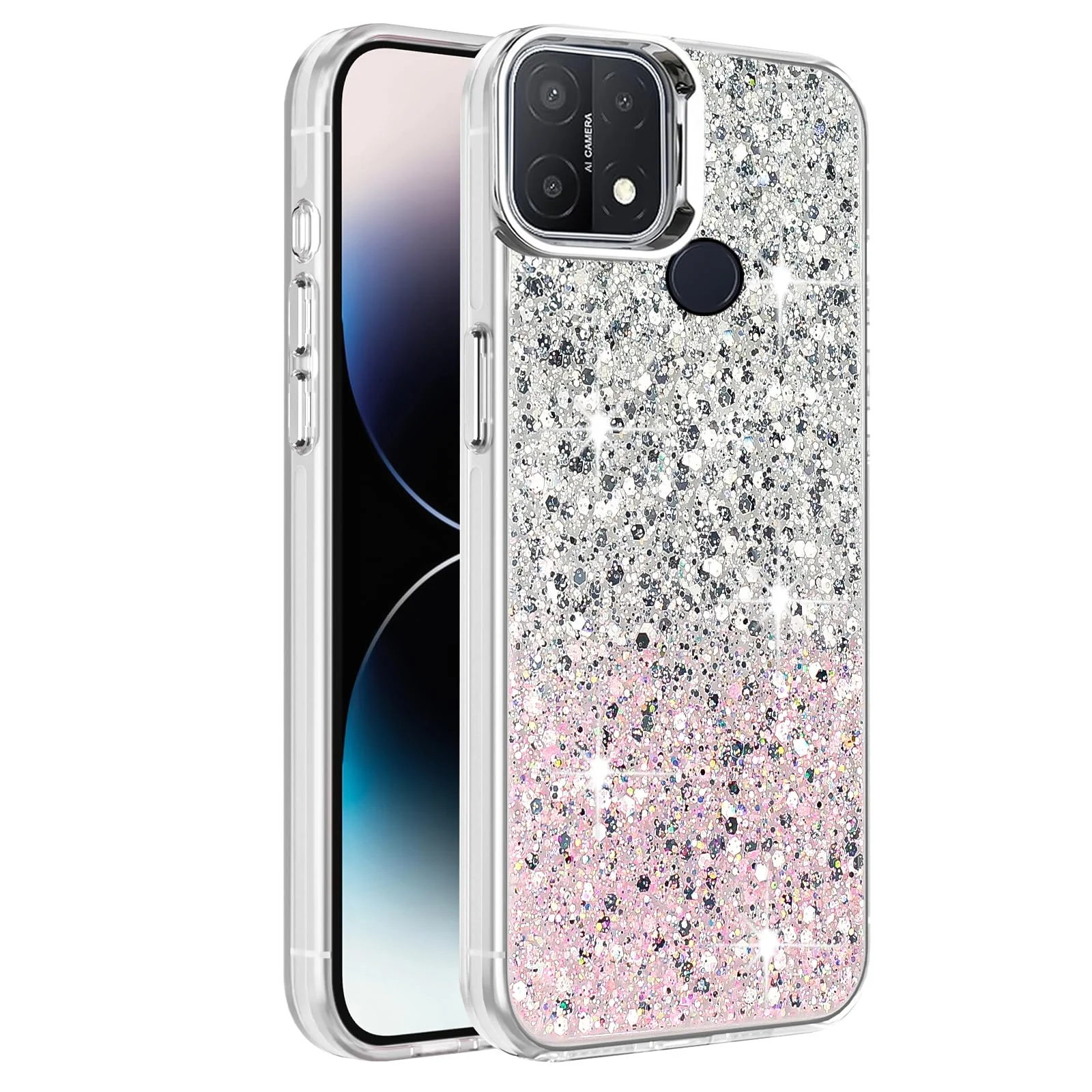 Oppo A15 / OPPO A15S — DL3 Mobilak Glitter Protective Case for OPPO A15 / OPPO A15S, Supports wireless charging, Camera protection, Shock-absorbing protection