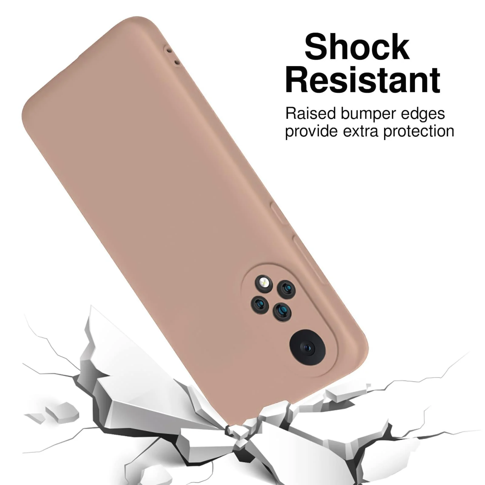 DL3 Mobilak Honor 50 / Huawei Nova 9 Case, Soft Flexible Silicone Gel Rubber Bumper Cover, Slim Fit Full Body Shockproof Protective Phone Case - Light Orange