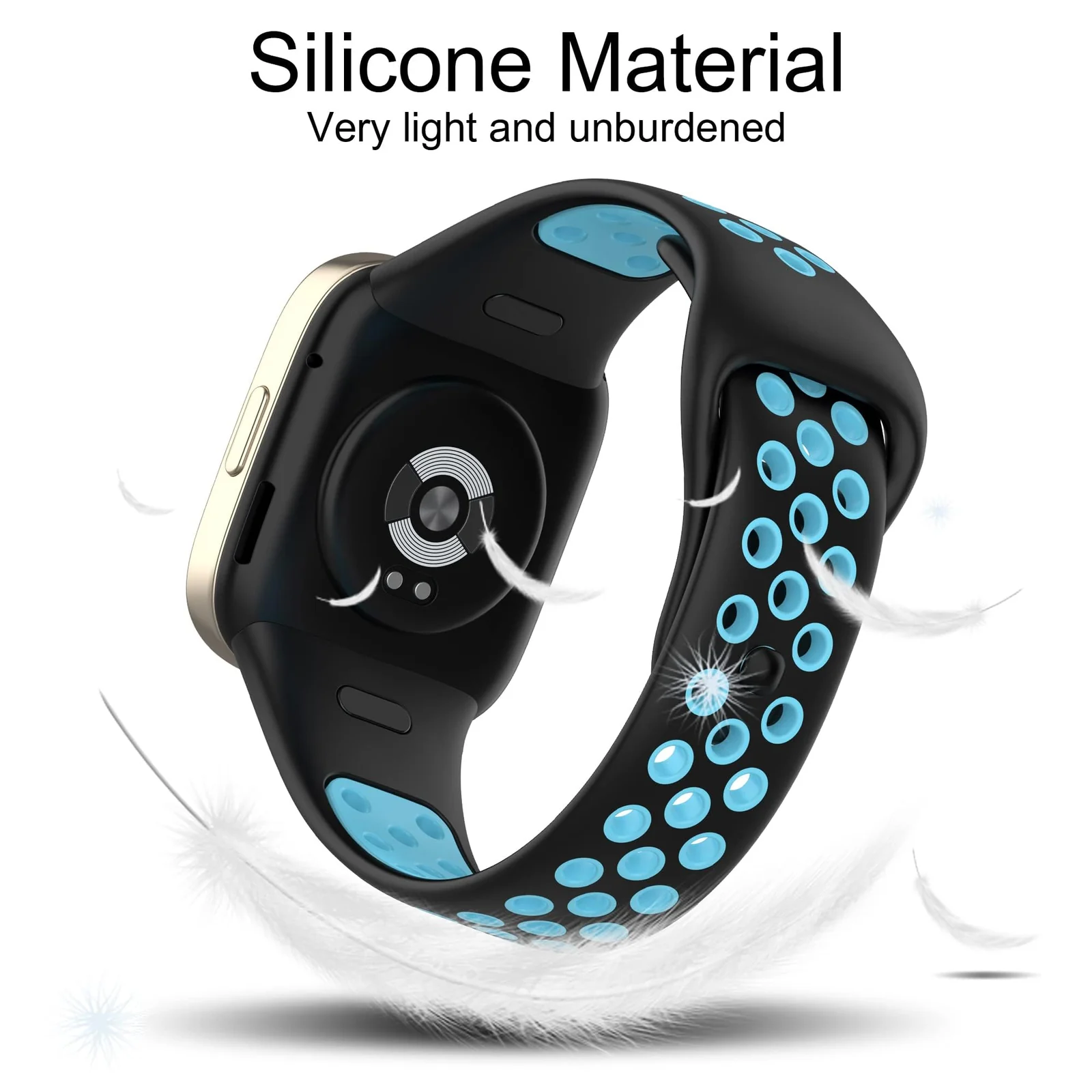DL3 Mobilak Strap For Xiaomi Redmi Watch 3 (Not for Redmi Watch 3 Lite/Active), [Breathable] Soft Silicone Strap, Two Tone Band, Silicone Replacement Strap - Black