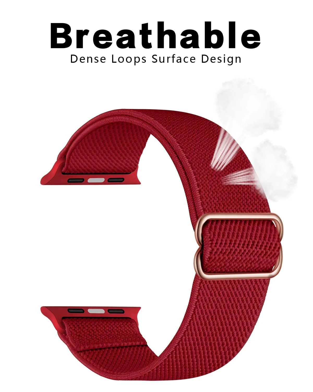 DL3 Mobilak Nylon Solo Loop Stretchy Straps For Apple Watch Band 49mm 45mm 44mm 42mm 41mm 40mm 38mm, Elastic Wristbands for Series 8 Ultra 7 6 5 4 3 2 1 Se (38MM/40MM/41MM) - Cherry Red