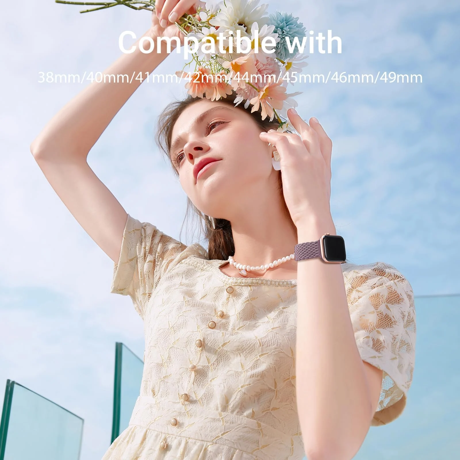 DL3 Mobilak Sport Solo Loop Compatible with Apple Watch Band 42mm 44mm 45mm 46mm 49mm for Women Men, Magnetic Strap Stretchy Braided Wristband for iWatch Series 11 10 9 8 7 6 5 4 3 Ultra 3 2 1 SE SE2 - Smoke Purple