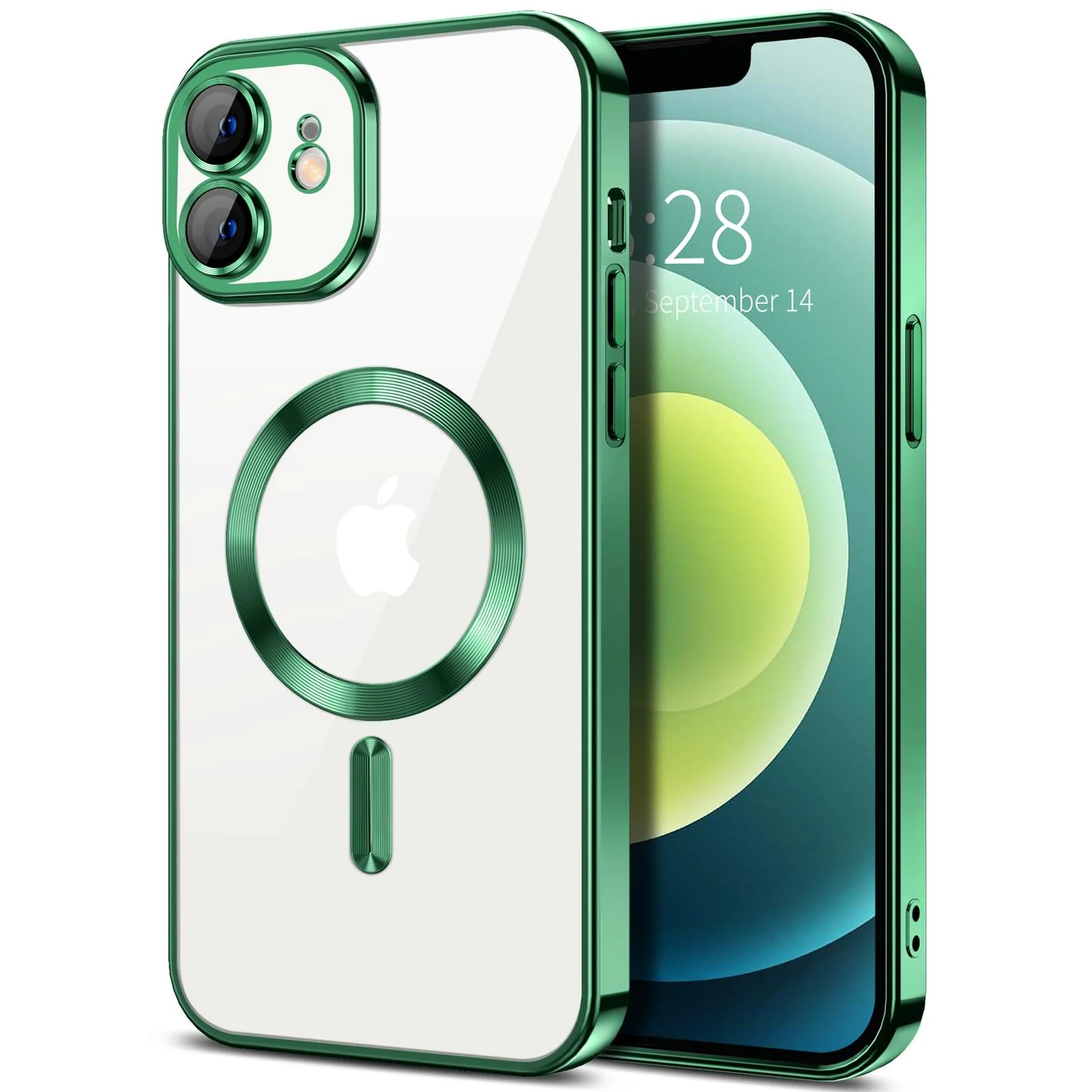 DL3 Mobilak Plated-Edge Protective Case for iPhone 11 (6.1 Inch) Compatible with, Compatible with MagSafe accessories, Supports wireless charging, Camera protection - Green