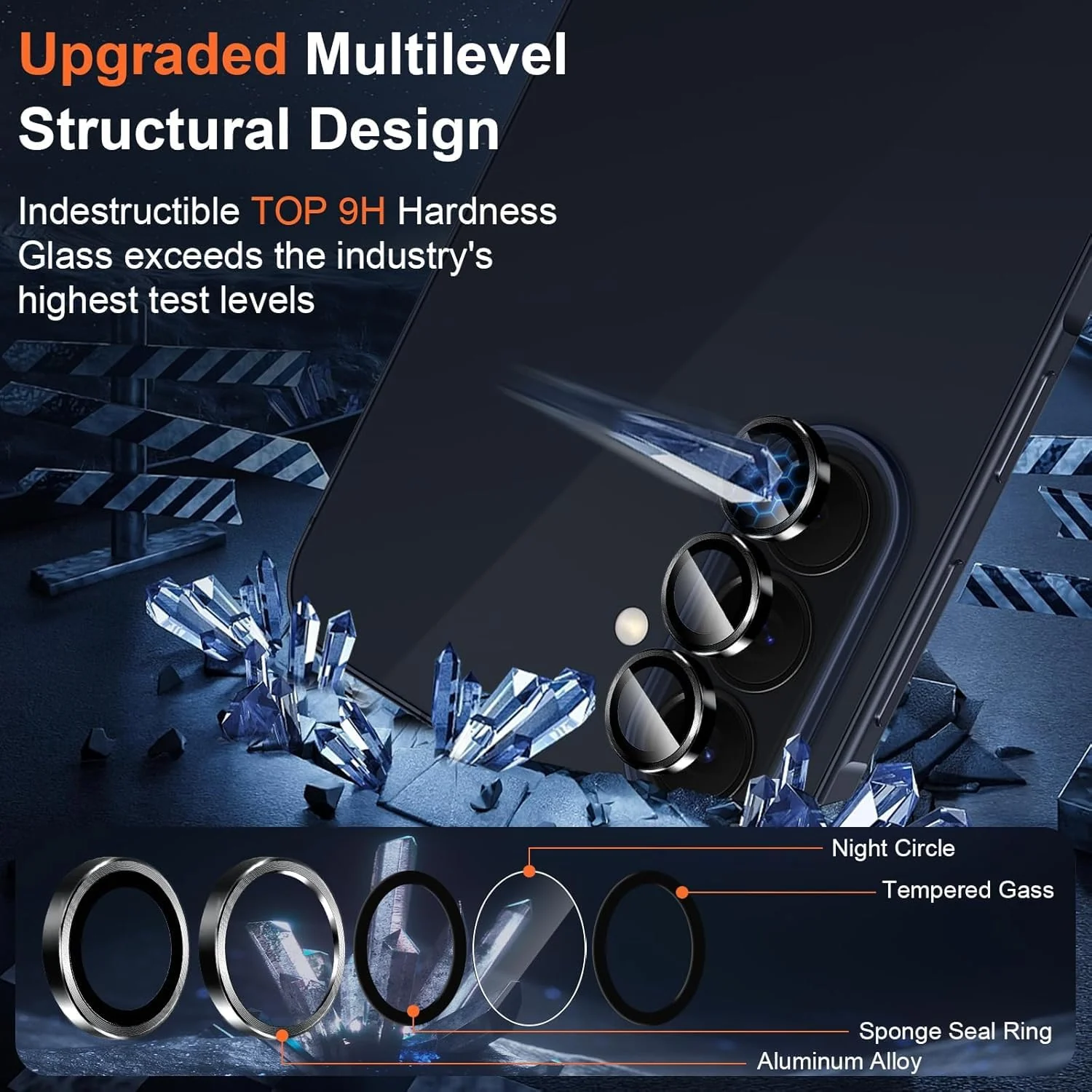 DL3 Mobilak Camera Lens Protector for Samsung Galaxy A57/A37 5G, 9H Tempered Glass Metal Individual Ring Camera Cover Screen Protector, Case Friendly, Anti Scratch - Black