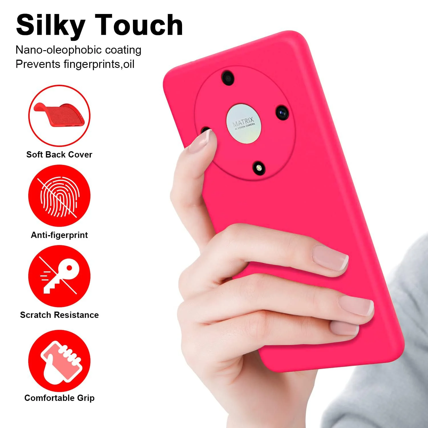 DL3 Mobilak Honor X9a Case, Soft Flexible Silicone Gel Rubber Bumper Cover, Full Body Shockproof Protective Phone Case - Hot Pink