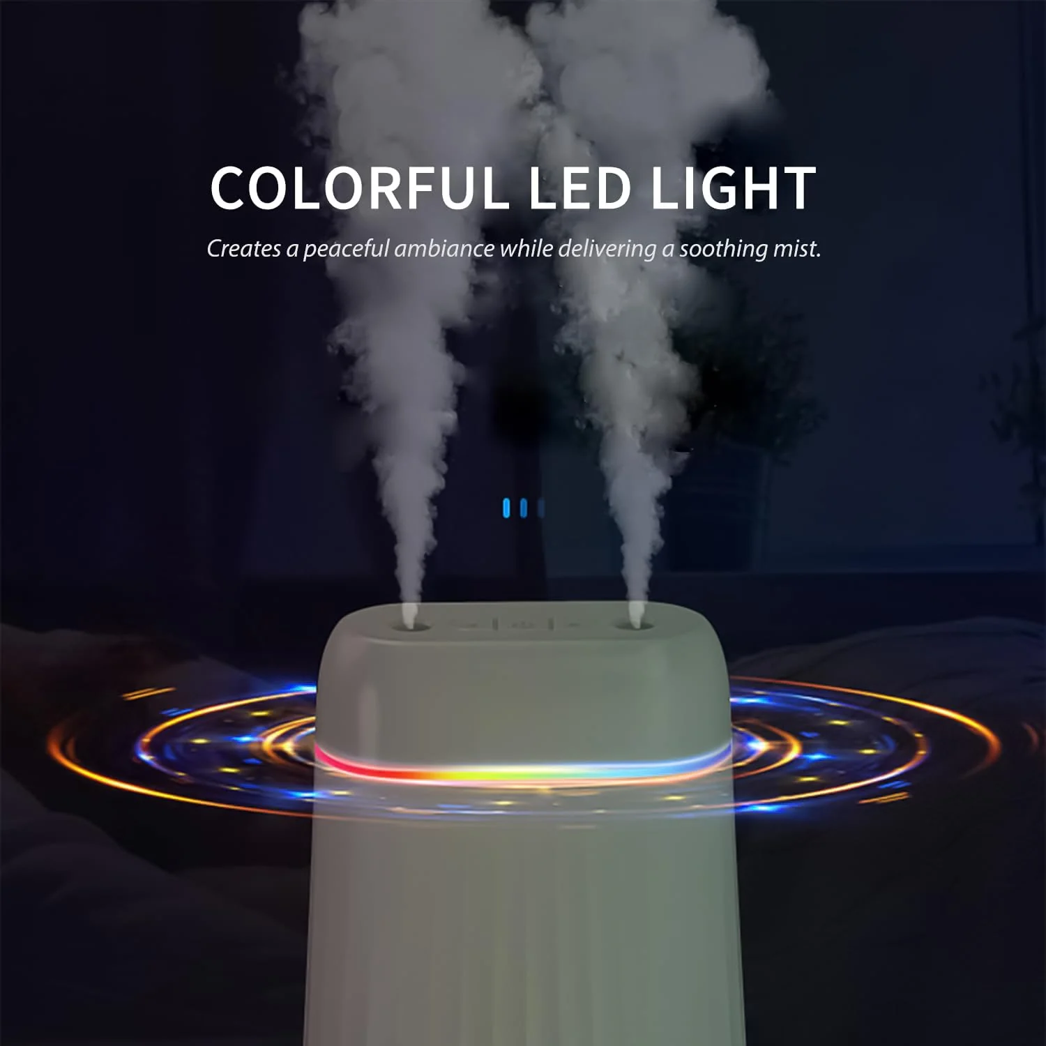 Mobigon Wood Cool Mist Ultrasonic Humidifier for Room Moisture, Aroma Diffuser for Home, 1000ml Essential Oil Diffuser with 7 Colorful Night Light, Auto Shut-Off, Home, Office - White
