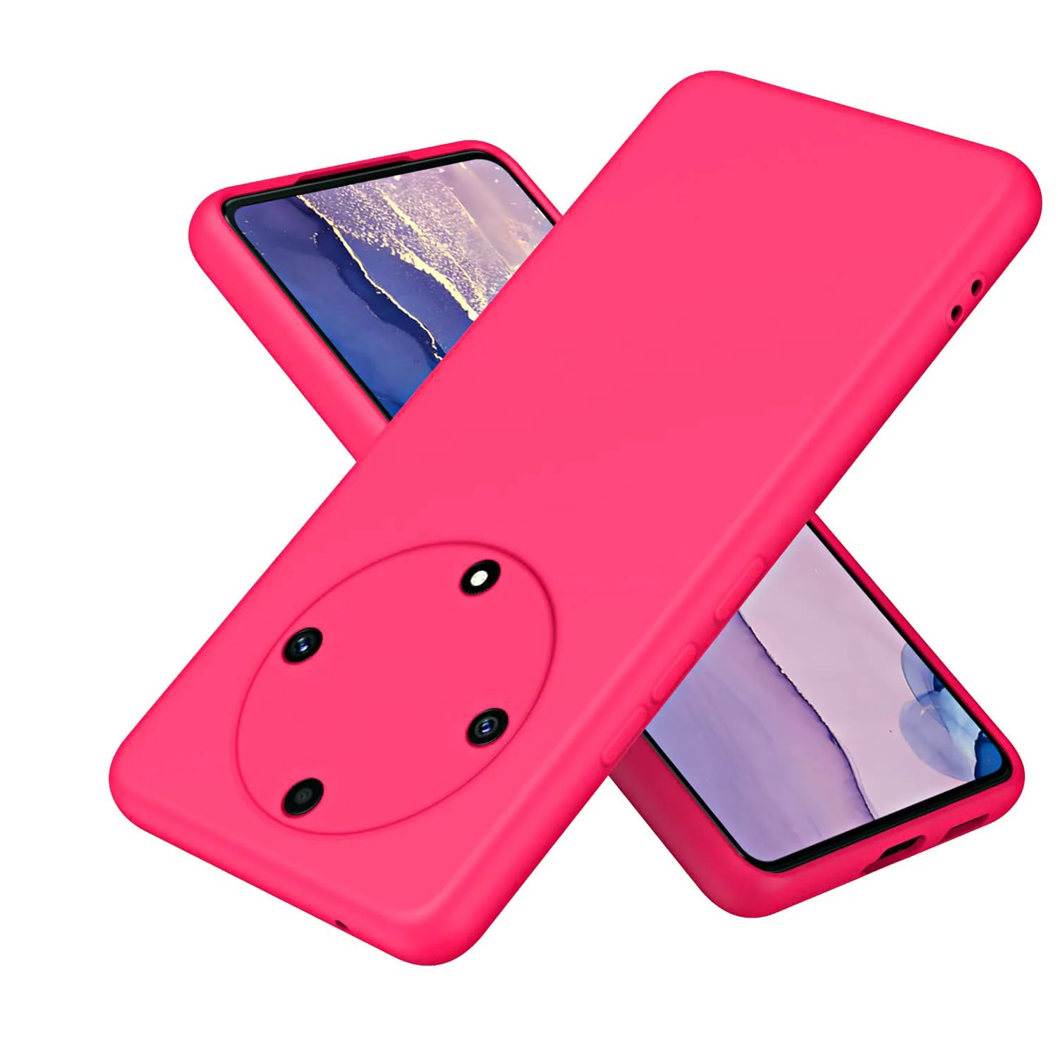 DL3 Mobilak Honor X9a Case, Soft Flexible Silicone Gel Rubber Bumper Cover, Full Body Shockproof Protective Phone Case - Hot Pink