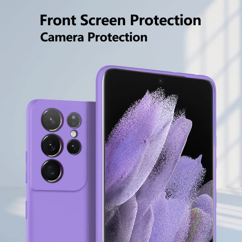 DL3 Mobilak Silicone Protective Case for Samsung Galaxy S21 Ultra 5G, Shock-absorbing protection, Scratch-resistant surface, Soft microfiber lining - Light Purple