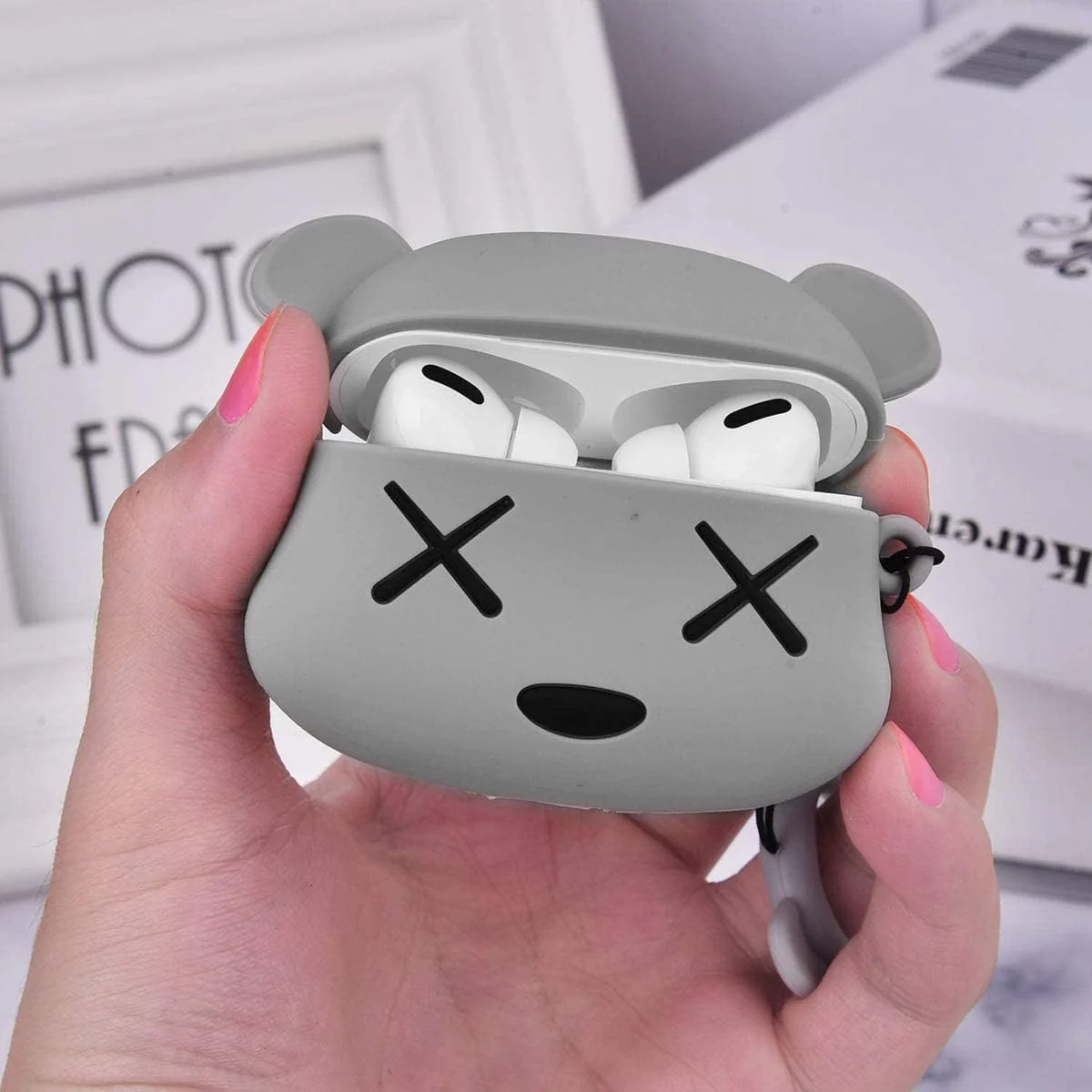 DL3 Mobilak Compatible with AirPods Pro 2/1 Gen Case Soft Silicone Shockproof Cover for Apple iPod Pro 2nd/1st Generation, New 3D Cute Cartoon Creative Fun Case with Keychain Design - Mouse Grey
