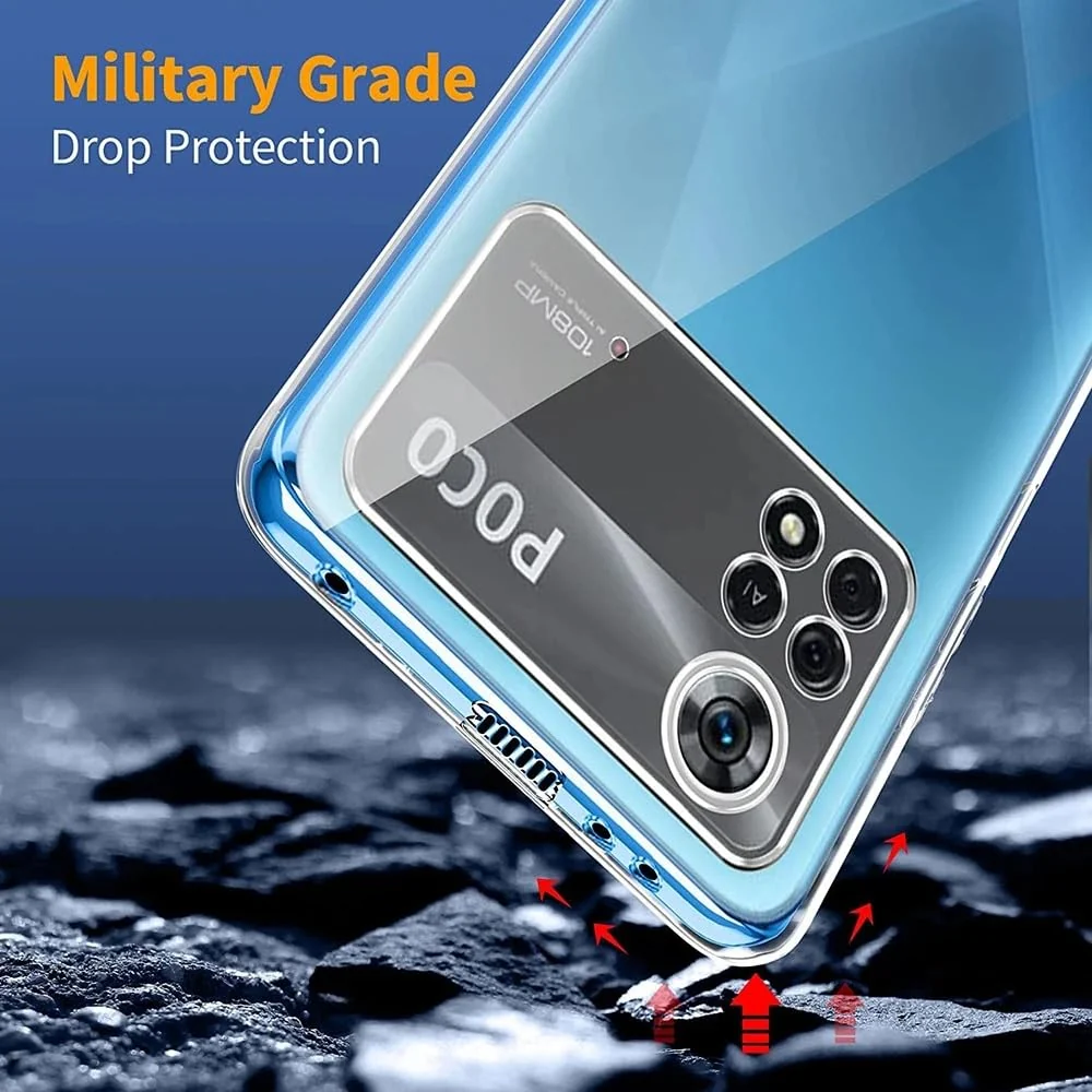 DL3 Mobilak Case Compatible with Xiaomi Poco X4 Pro 5G Case Crystal Soft TPU Gel Case Flexible Silicone Anti-Scratch Camera Protection TPU Cover - Clear