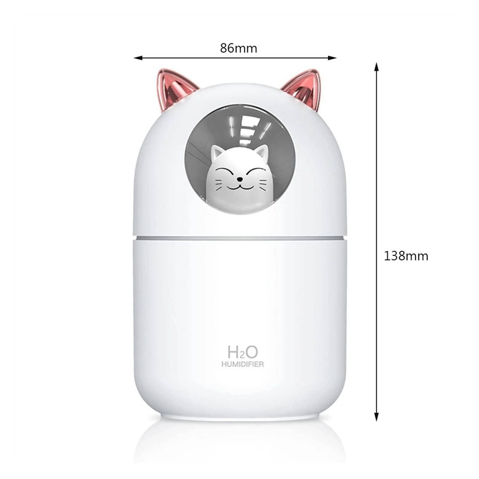 Mobigon Wood Cool Mist Ultrasonic Humidifier for Room Moisture, Aroma Diffuser for Home, 300ml Essential Oil Diffuser with 7 Colorful Night Light, Auto Shut-Off, Home, Office, car - E.white