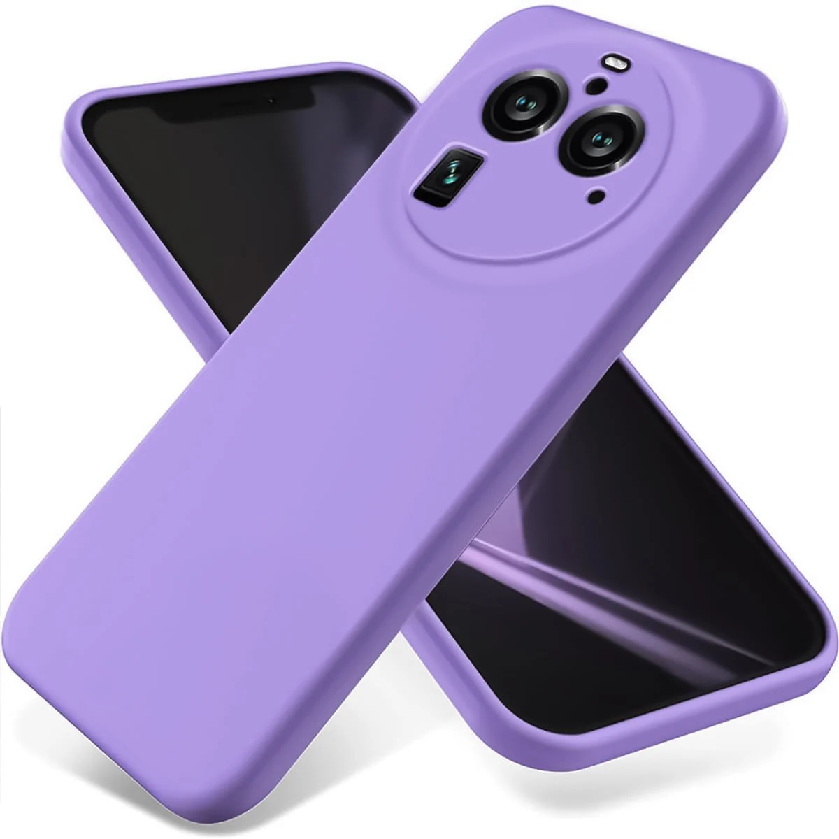 DL3 Mobilak Liquid Silicone Protective Case with Soft Microfiber Lining with Full Camera Protection for OPPO Find X6 Pro - Light Purple