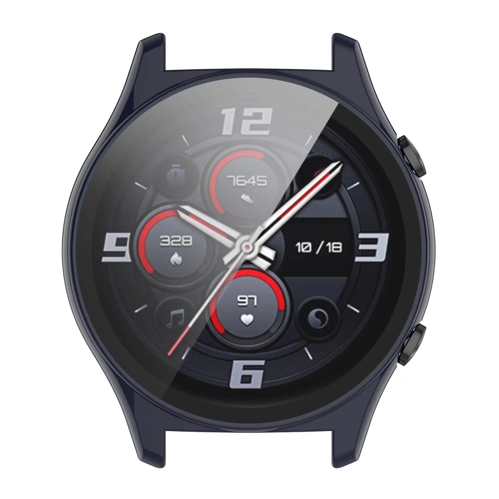 DL3 Mobilak Protective Case Compatible with Huawei Watch GT 2 46mm 9H Hardness PC Case Bumper Full Slim Protective Cover with Tempered Glass For Huawei Watch GT2 46mm - Blue