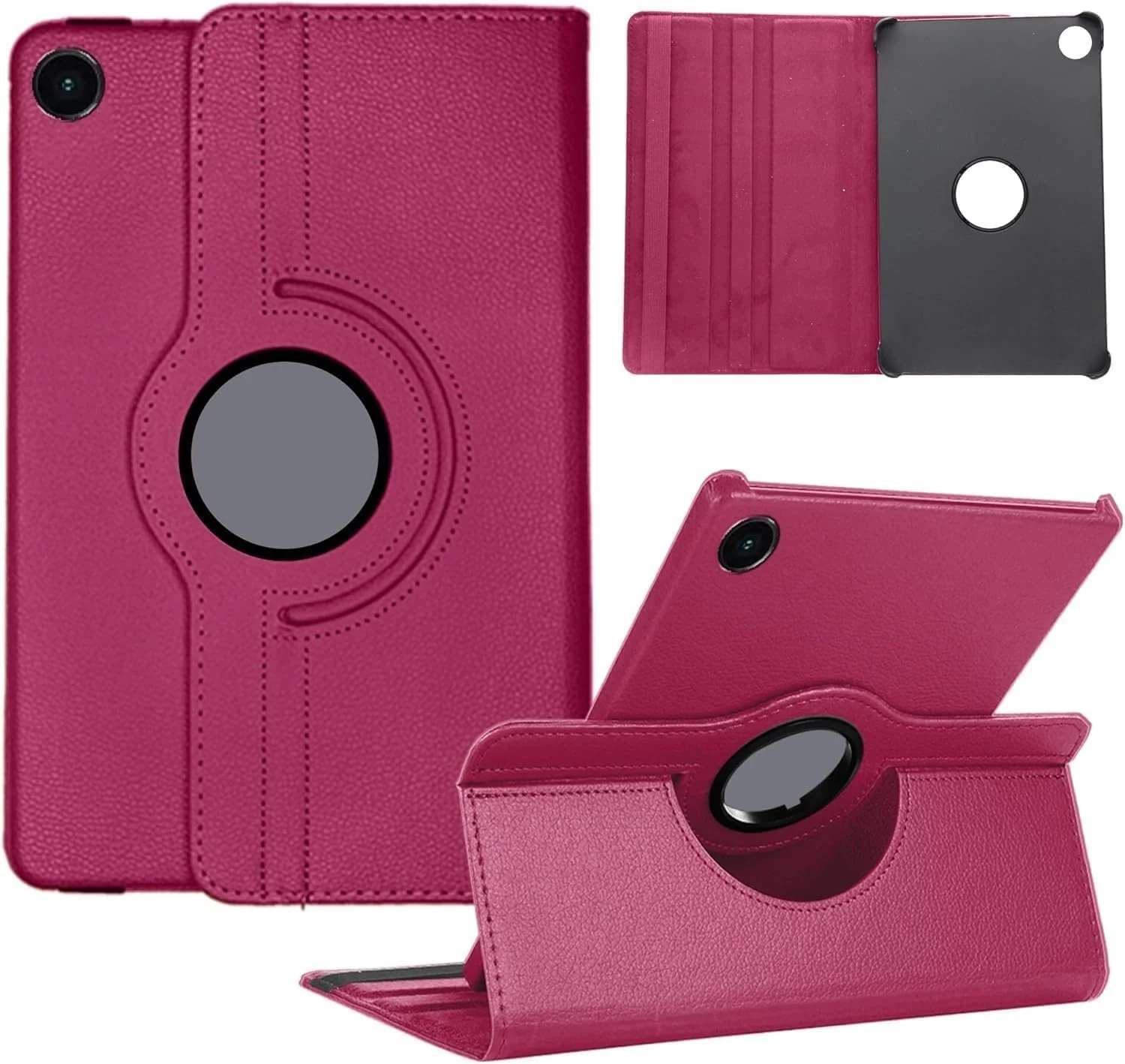 DL3 Mobilak Protective Cover for Samsung Galaxy Tab A9 8.7-inch (SM-X110/X115/X117), 360° Rotatable Smart Stand, Leather Folio Flip Cover with Multi-Angle Viewing, Auto Wake Sleep - Pink