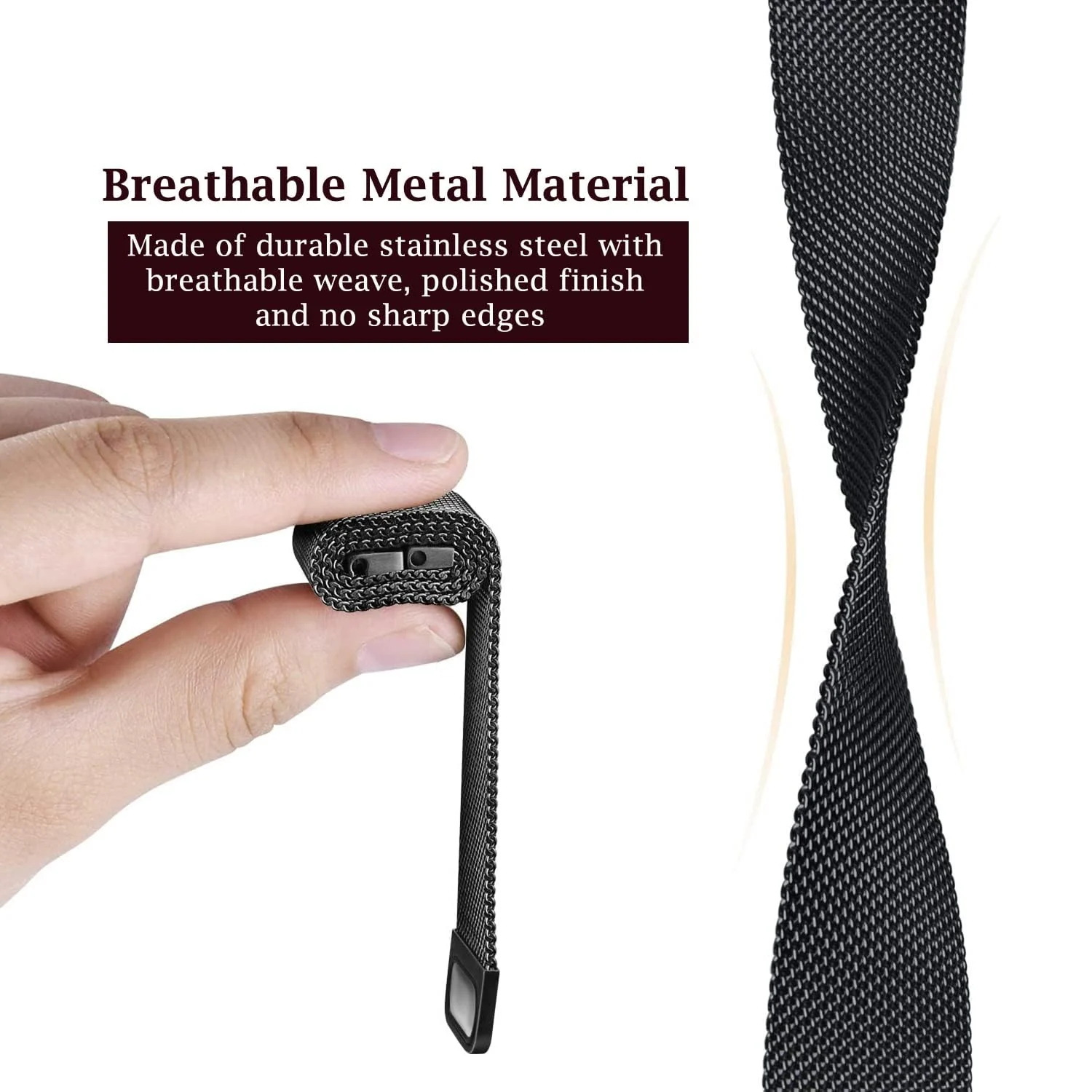 DL3 Mobilak Compatible with Xiaomi Mi Band 7 Strap for Women Men, Adjustable Stainless Steel Metal Replacement Strap Magnetic Metal Wristband, Straps Compatible with Mi Band 7 - Black