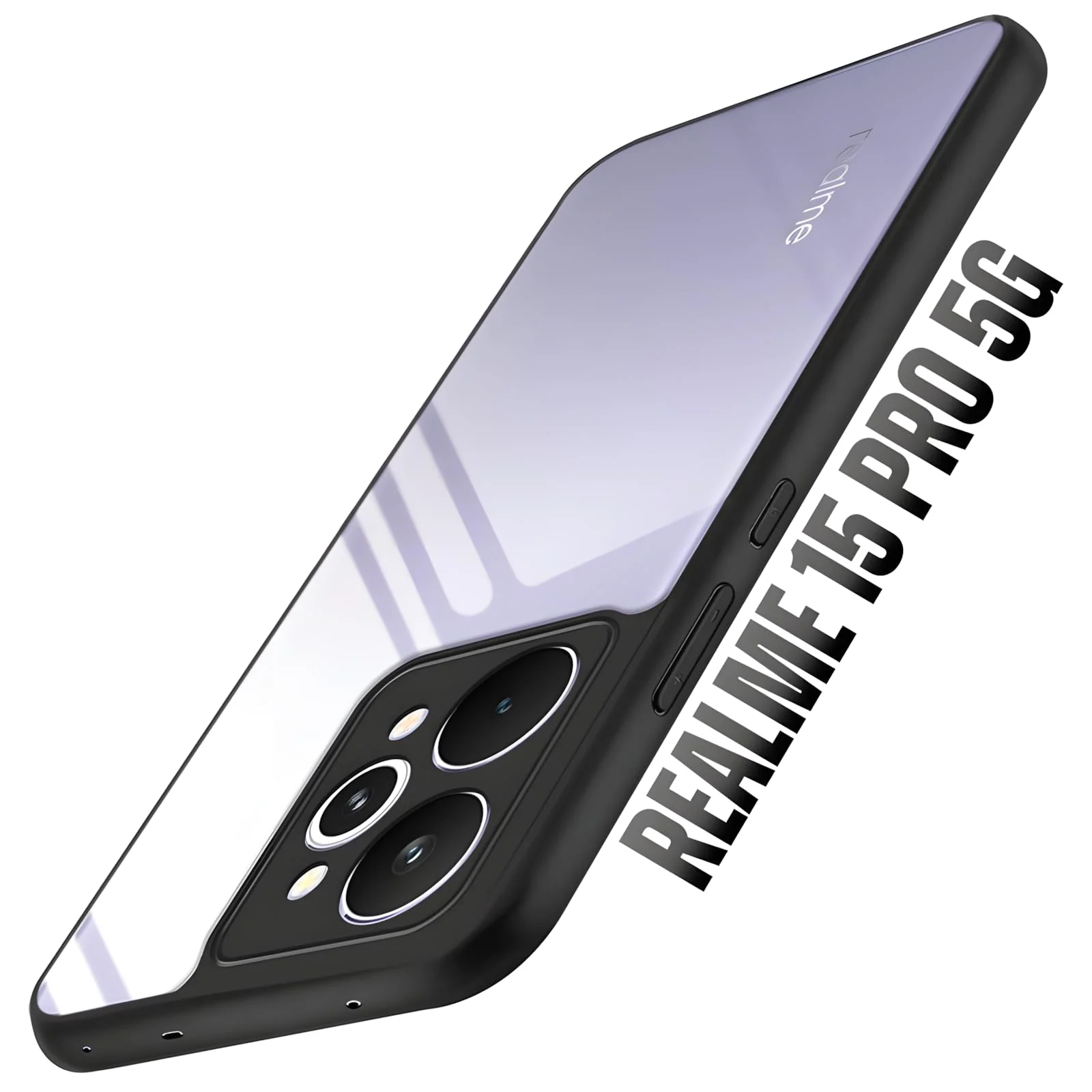 DL3 Mobilak Clear PC and TPU Protective Case for realme 15 Pro 5G with Camera Protection and Military-Grade Protection - Black