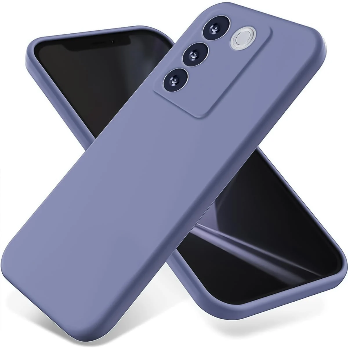 DL3 Mobilak Liquid Silicone Case for vivo V27e / vivo S16e, Shock-absorbing protection, Scratch-resistant surface, Soft microfiber lining - Lavender Gray