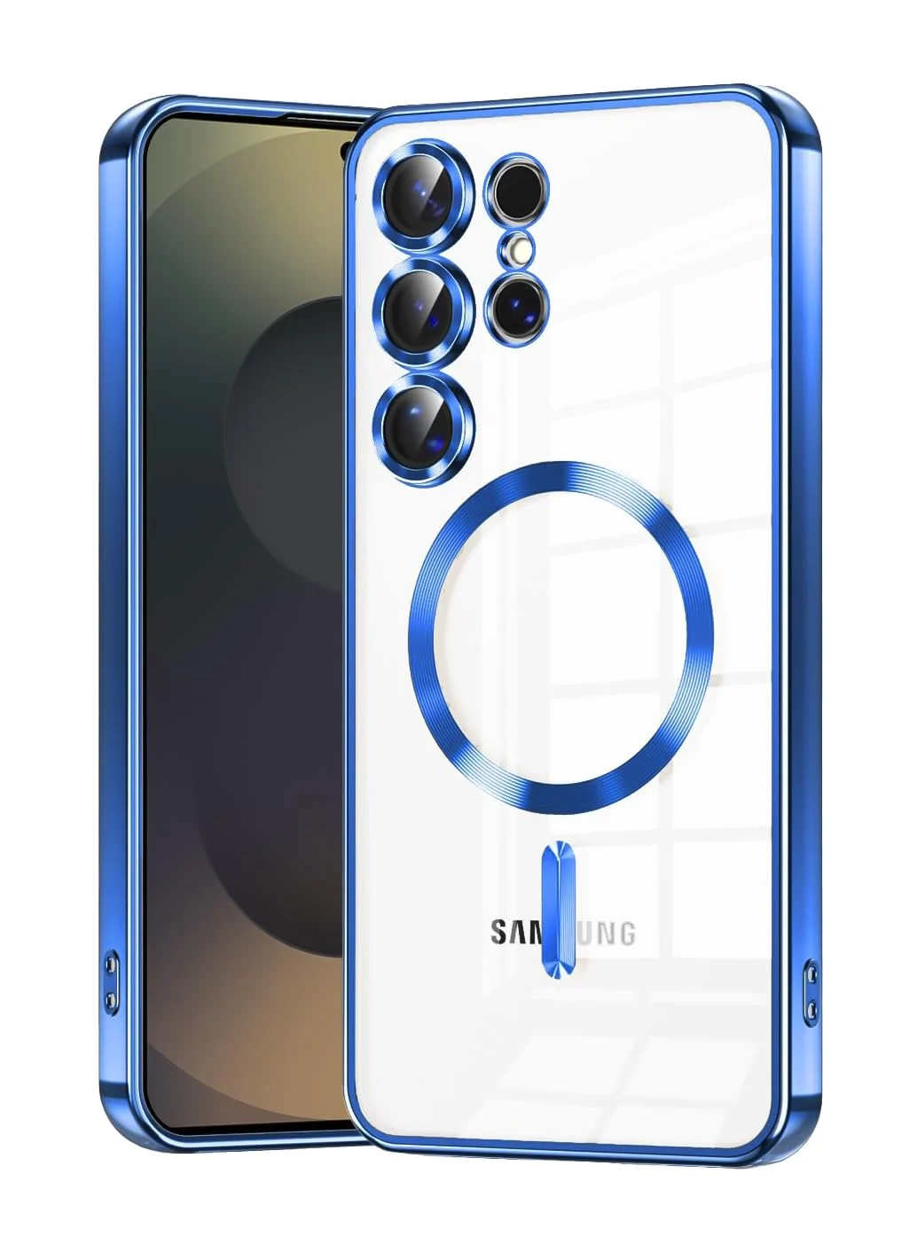 DL3 Mobilak Clear MagSafe-Compatible TPU Case and Camera Lens Protector for Samsung Galaxy S25 Ultra - Blue