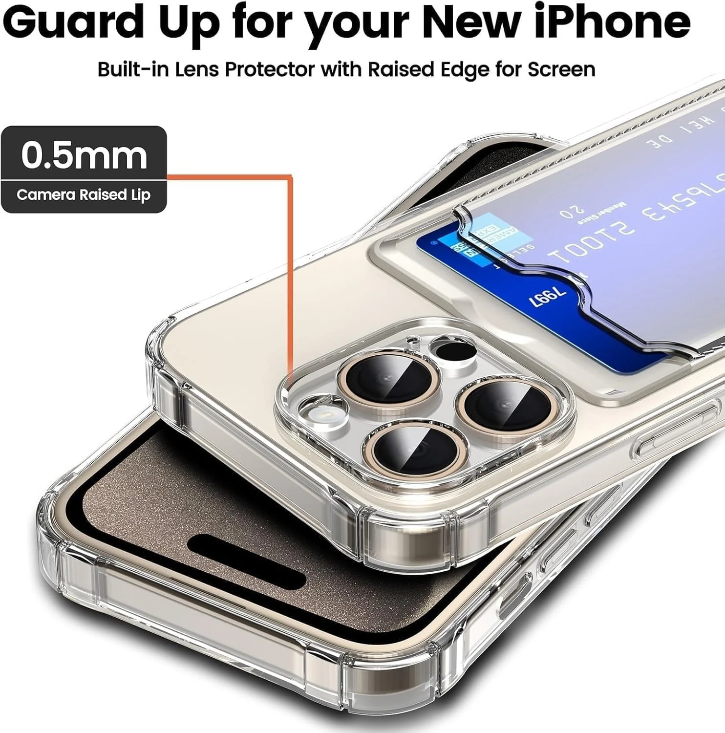 DL3 Mobilak Clear TPU Card Holder Case for Samsung Galaxy S25 FE with Camera Protection and Shockproof Design - Transparent