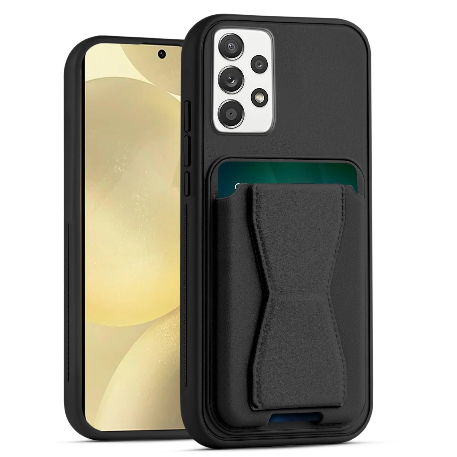 DL3 Mobilak Leather Wallet Case with Card Slot for Samsung Galaxy A52 / A52s with Camera Protection and Shockproof Design - Black