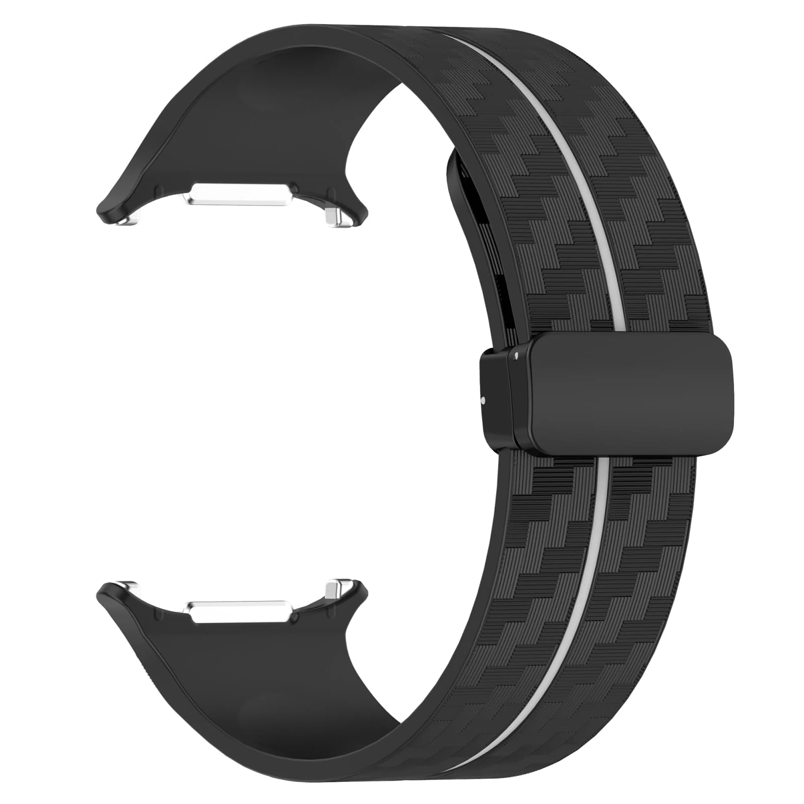 DL3 Mobilak Compatible for Samsung Galaxy Watch Ultra Band 47mm for Men Women, Soft Silicone Waterproof Sport Strap with Magnetic Clasp, Stylish Carbon Fiber Replacement Galaxy Watch 7 Ultra Bands - Black Gray