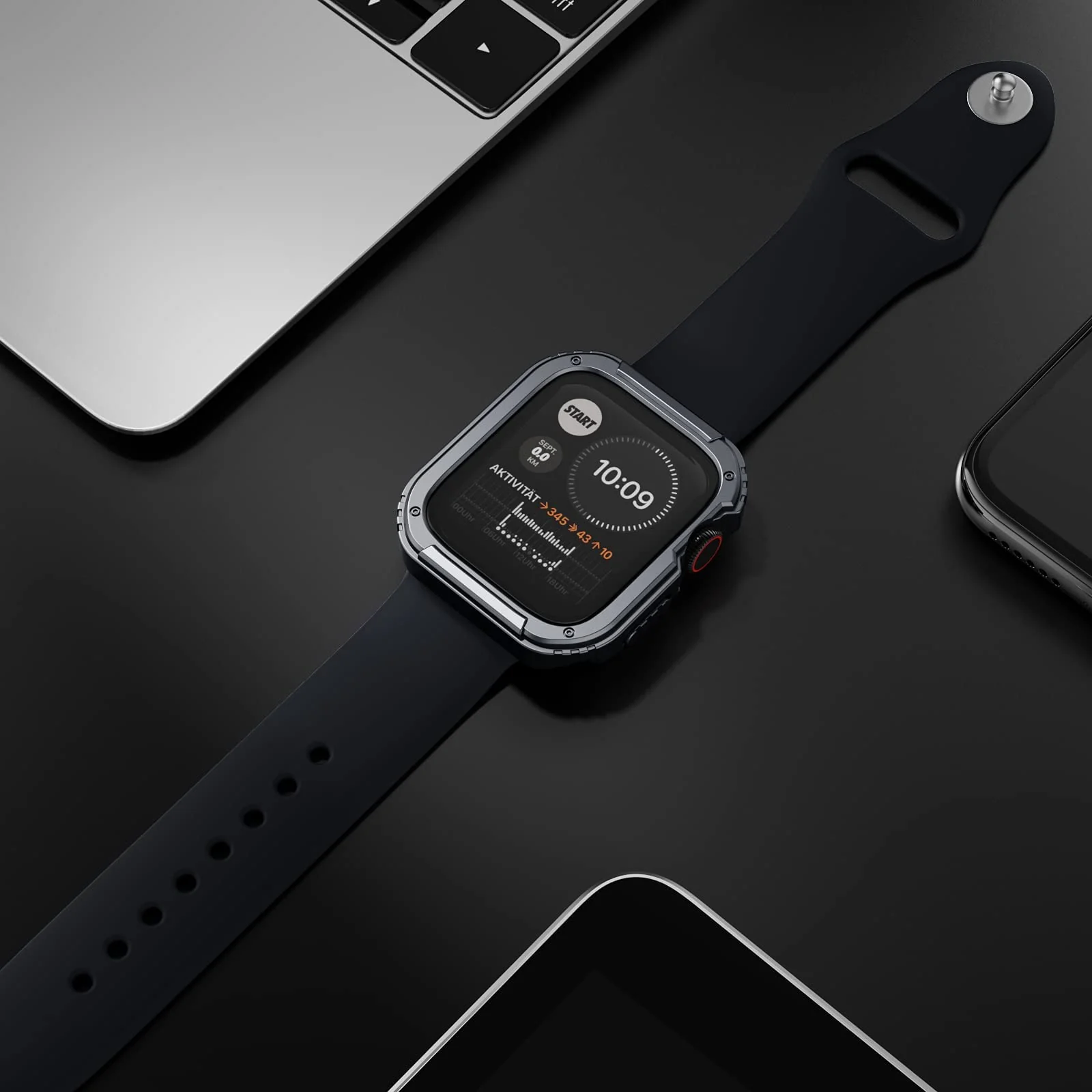 DL3 Mobilak Rugged Apple Watch Case 44mm Series SE 6/5/4 with Screen Protector, Durable Military Grade Quattro Pro Series Drop-Proof Protective Cove Full Coverage Shock-Proof Bumper (Grey)