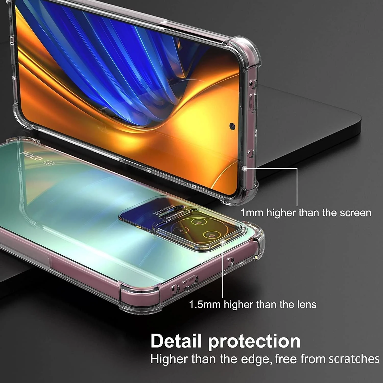 DL3 Mobilak Clear TPU Case for Xiaomi Poco F4, Camera protection, Shock-absorbing protection, Non-slip grip - Clear