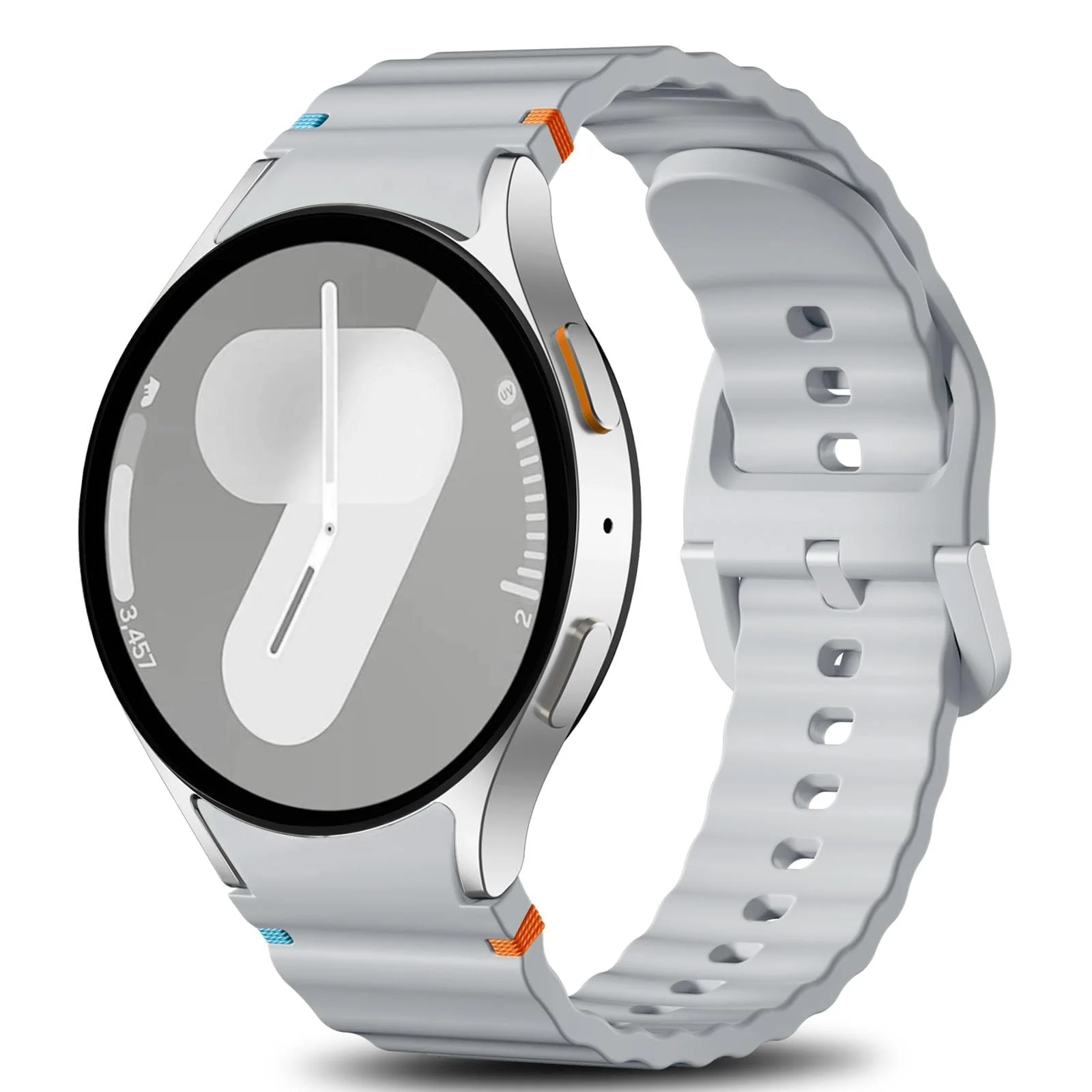 DL3 Mobilak No Gap Sport Bands For Samsung Galaxy Watch 7 6 5 4 FE Strap 40mm 44mm, Soft Silicone Sport Band for Galaxy Watch 6 Classic Straps 47mm 43mm/Galaxy Watch 5 Pro/Watch 4 Classic 42mm 46mm for Men Women - Bright Grey