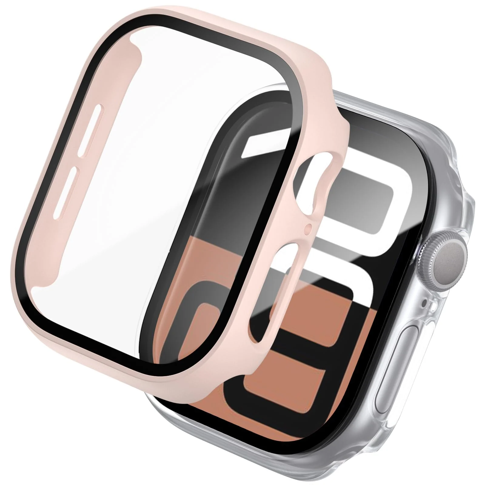 DL3 Mobilak Case with Screen Protector for Apple Watch Series 10 46mm, Bumper Full Coverage Hard PC Overall Protective Cover, Built-in Tempered Glass Film High Sensitivity - Pink