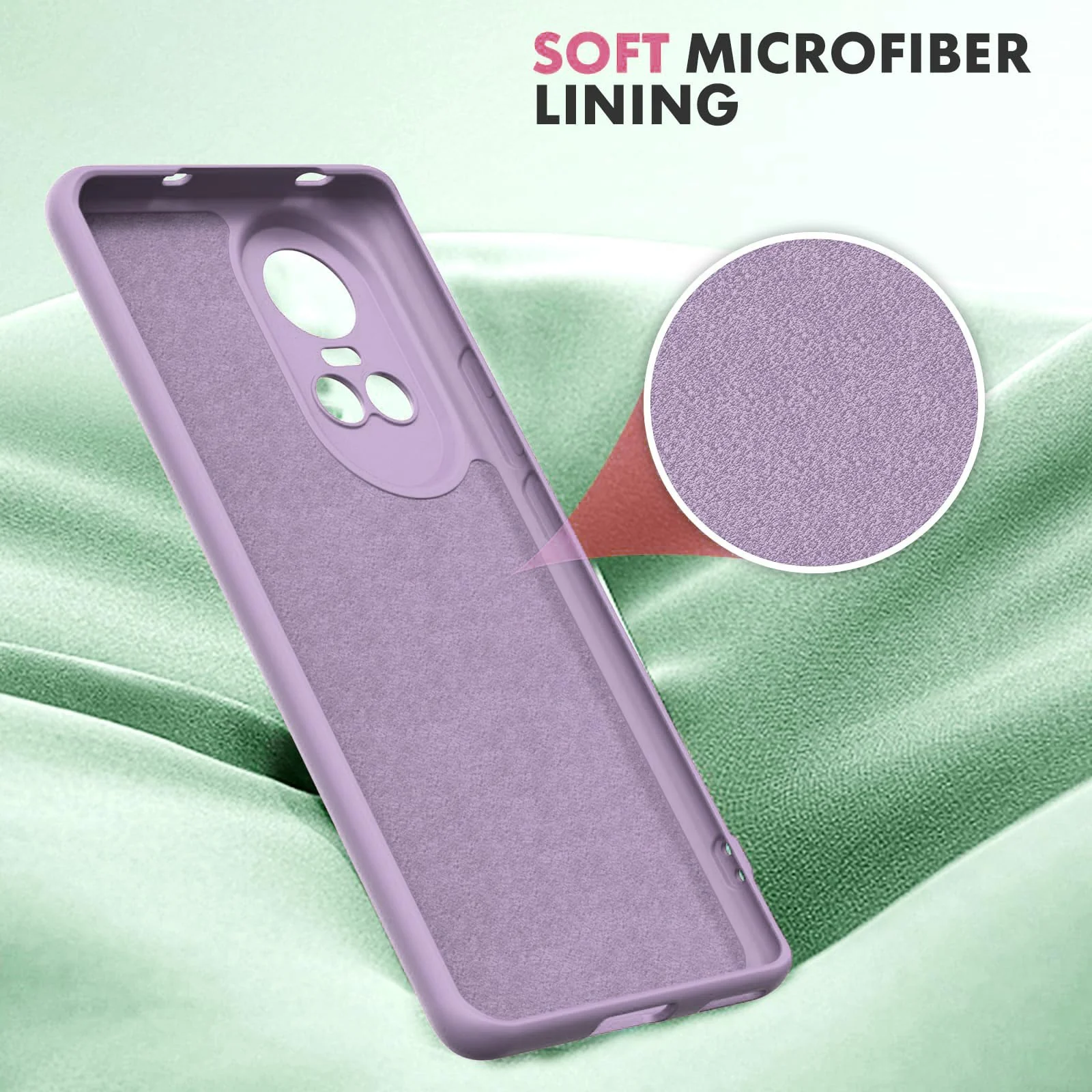 DL3 Mobilak Liquid Silicone Protective Case with Soft Microfiber Lining with Full Camera Protection for OPPO Reno 10 5G / OPPO Reno 10 Pro 5G - Lavender