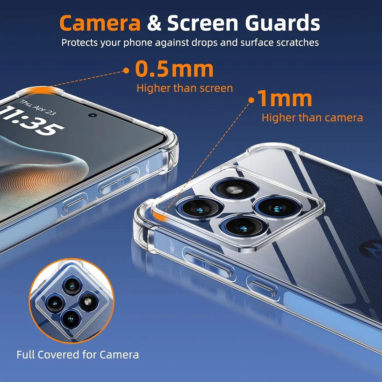 DL3 Mobilak Case Compatible with Motorola Moto Edge 60 Fusion 5G / Edge 60 5G, Cover Silicone TPU Gorilla Anti-shock Protector Camera Shockproof Corners - Clear