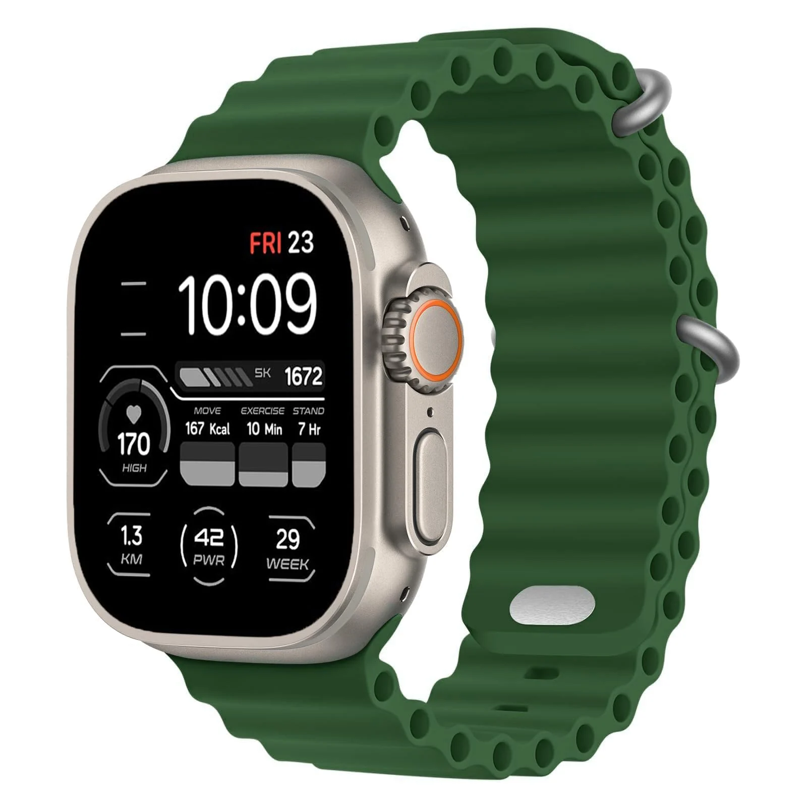 DL3 MOBILAK Ocean Band Compatible with Apple Watch Band 49mm 45mm 44mm 42mm 41mm 40mm 38mm Men Women, Soft Silicone Sport Band Replacement Strap Compatible with Apple (42MM/44MM/45MM/49MM) - Green