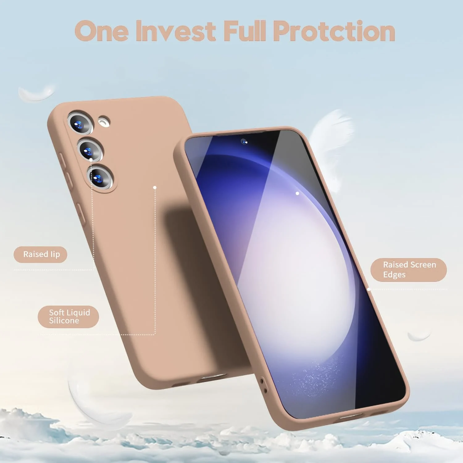 DL3 Mobilak Liquid Silicone Protective Case for Samsung Galaxy Note10 with Microfiber Lining and Shockproof Design - Light Orange