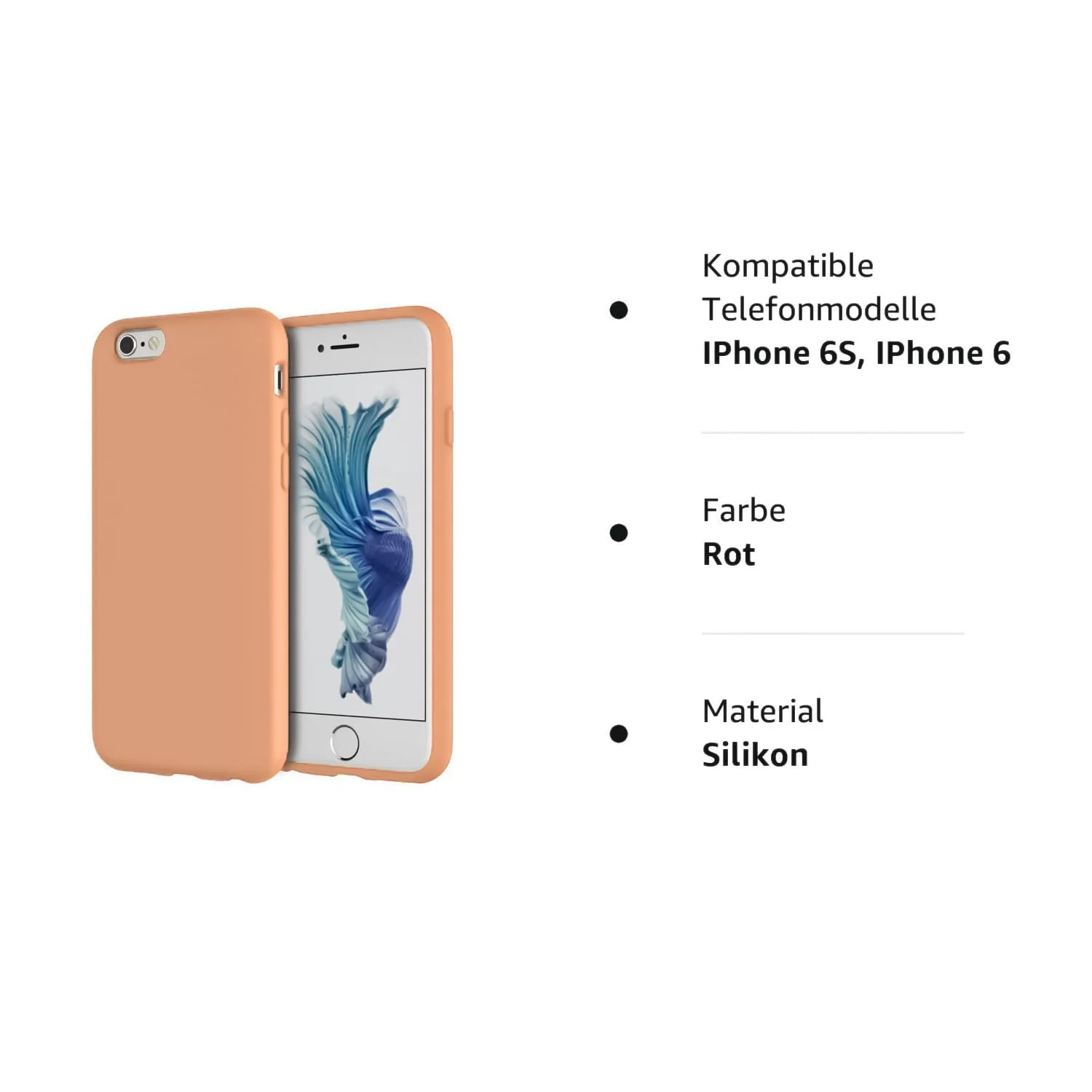 DL3 Mobilak Liquid Silicone Case for iPhone 6 / 6S, Shock-absorbing protection, Scratch-resistant surface, Soft microfiber lining - Orange
