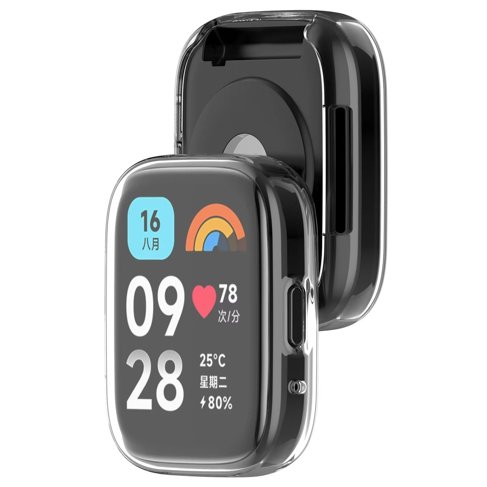 DL3 Mobilak Case for Xiaomi Redmi Watch 3 Lite/Active With Built-in Screen Protector, All-Around Soft TPU Shockproof Cover, Slim Guard Thin Bumper Shell Protector - Clear
