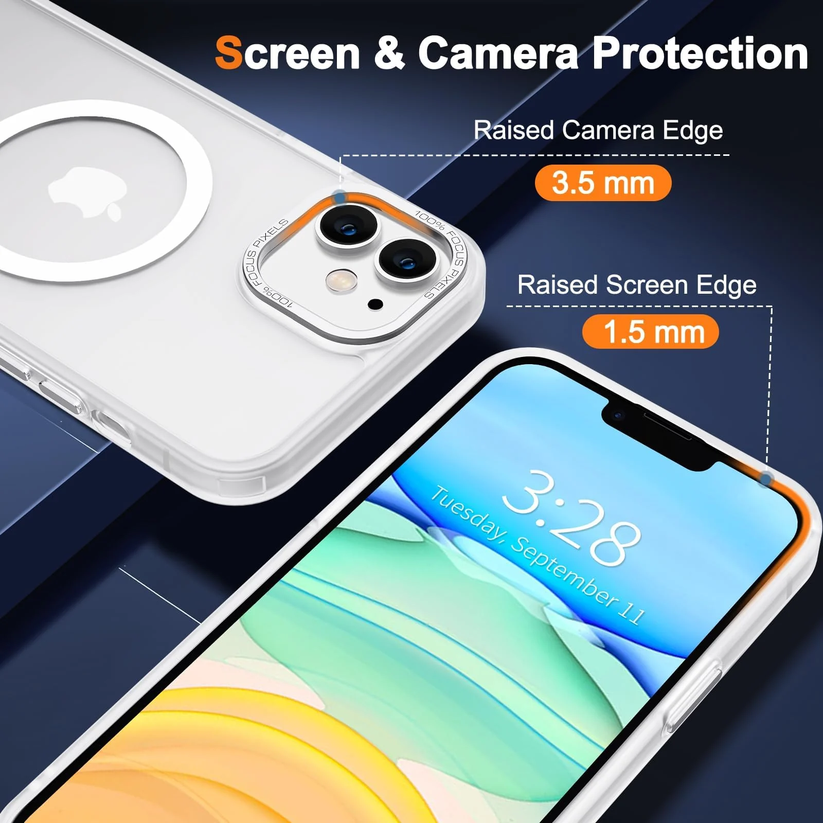 DL3 Mobilak Wallet Case with Card Slot for iPhone 12, iPhone 12 Pro with Ring Holder and Magnetic Car-Mount Support - White