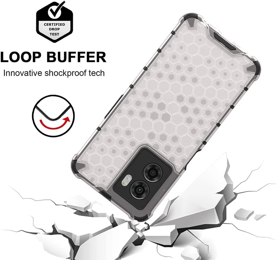 DL3 Mobilak Honeycomb Protective Case for OPPO A77 5G / A57 5G / OnePlus Nord N300, Shock-absorbing protection, Transparent design, Slim, lightweight profile - Clear