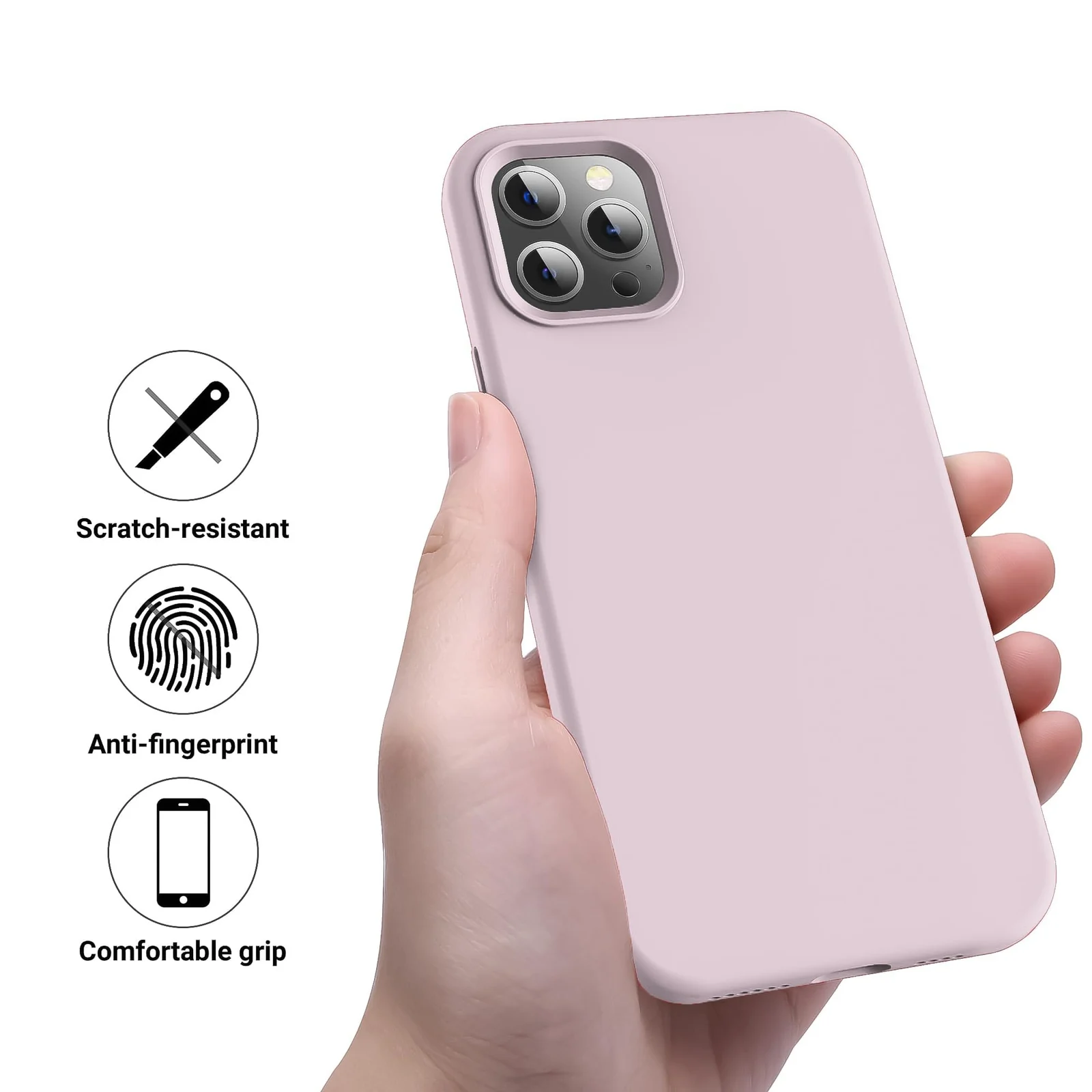 "DL3 Mobilak Compatible with iPhone 15 Pro Max Case 6.7"", Slim Liquid Silicone 3 Layers Soft Gel Rubber Shockproof Protective Phone Case with Anti-Scratch Microfiber Lining - A. pink Sand"