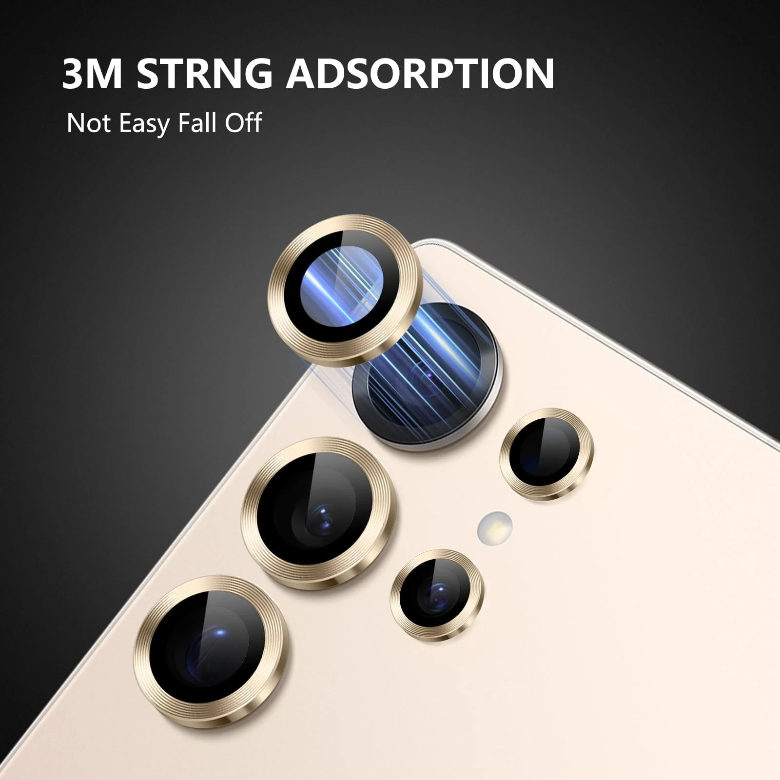DL3 Mobilak for Samsung Galaxy S25 Ultra Camera Lens Protector, Individual Lens Protectors, Scratch-Resistant Ultra-Thin Tempered Glass with Aluminum Ring Cover, Galaxy S25 Ultra Case Friendly - Gold