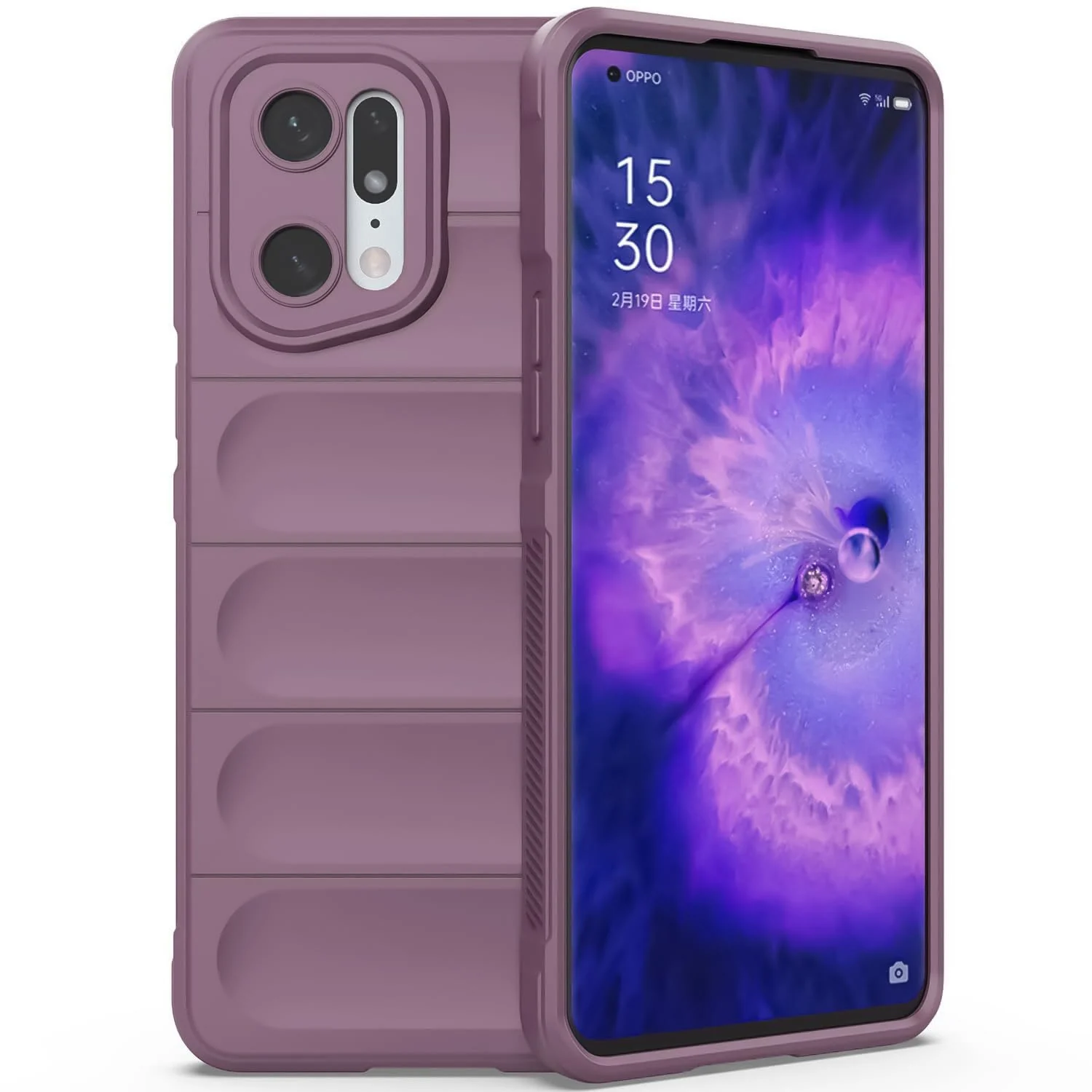 DL3 Mobilak Silicone Case for OPPO Find X5 Heavy Duty Protective [Slim Fit] Shockproof Soft Flexible Protective Design Shock-Absorption TPU Cover With Camera Protection - Purple