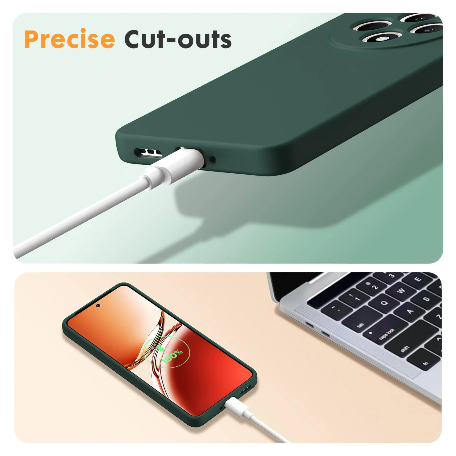 DL3 Mobilak Liquid Silicone Protective Case for OPPO Reno 12F with Camera Protection and Microfiber Lining - Green