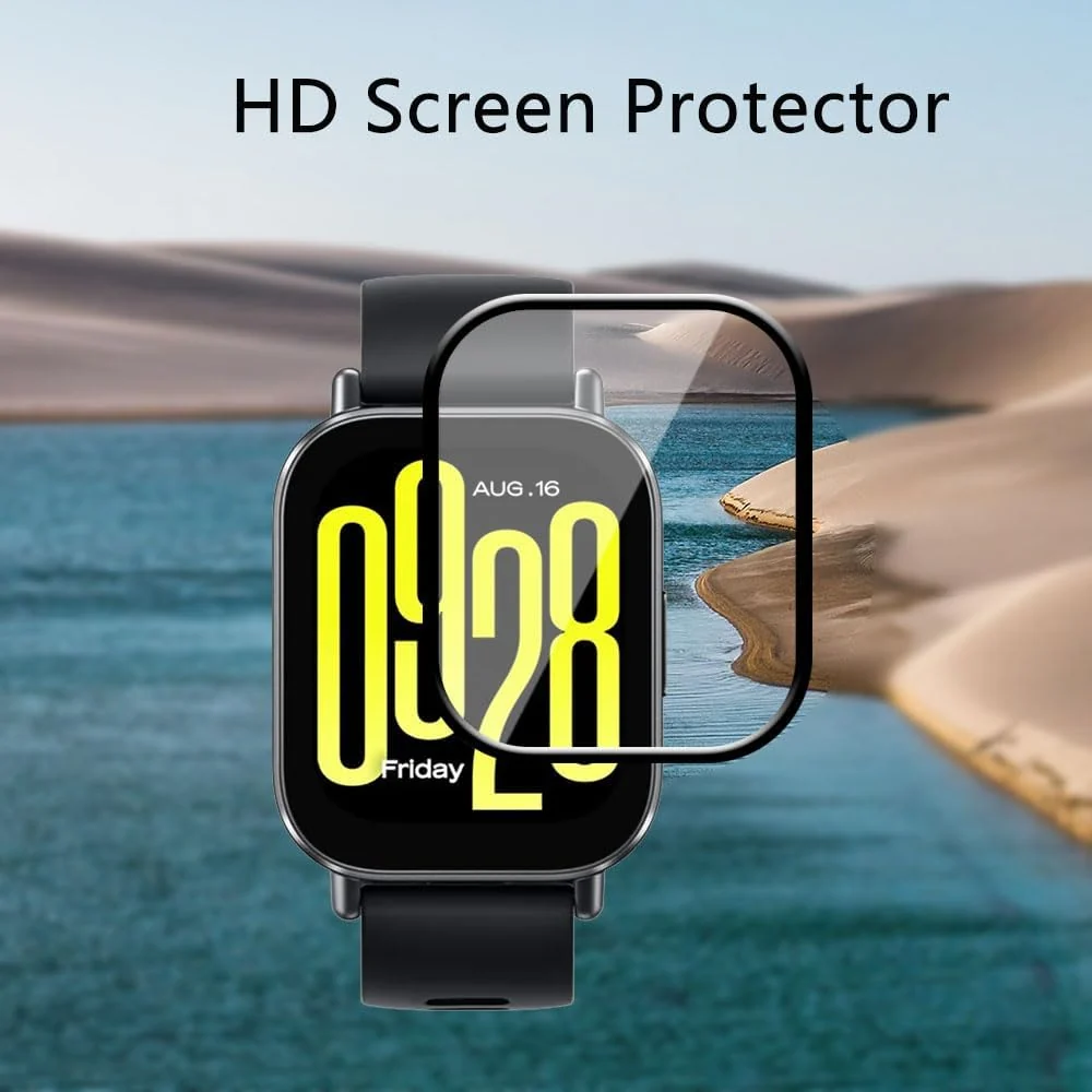DL3 Mobilak Screen Protector For Xiaomi Redmi Watch 5 Active, 3D Curved Soft Edge Protective Film [Anti-Scratch] [Bubble Free] [Ultra Shatterproof] [High Sensitive] (Not Glass) - Black