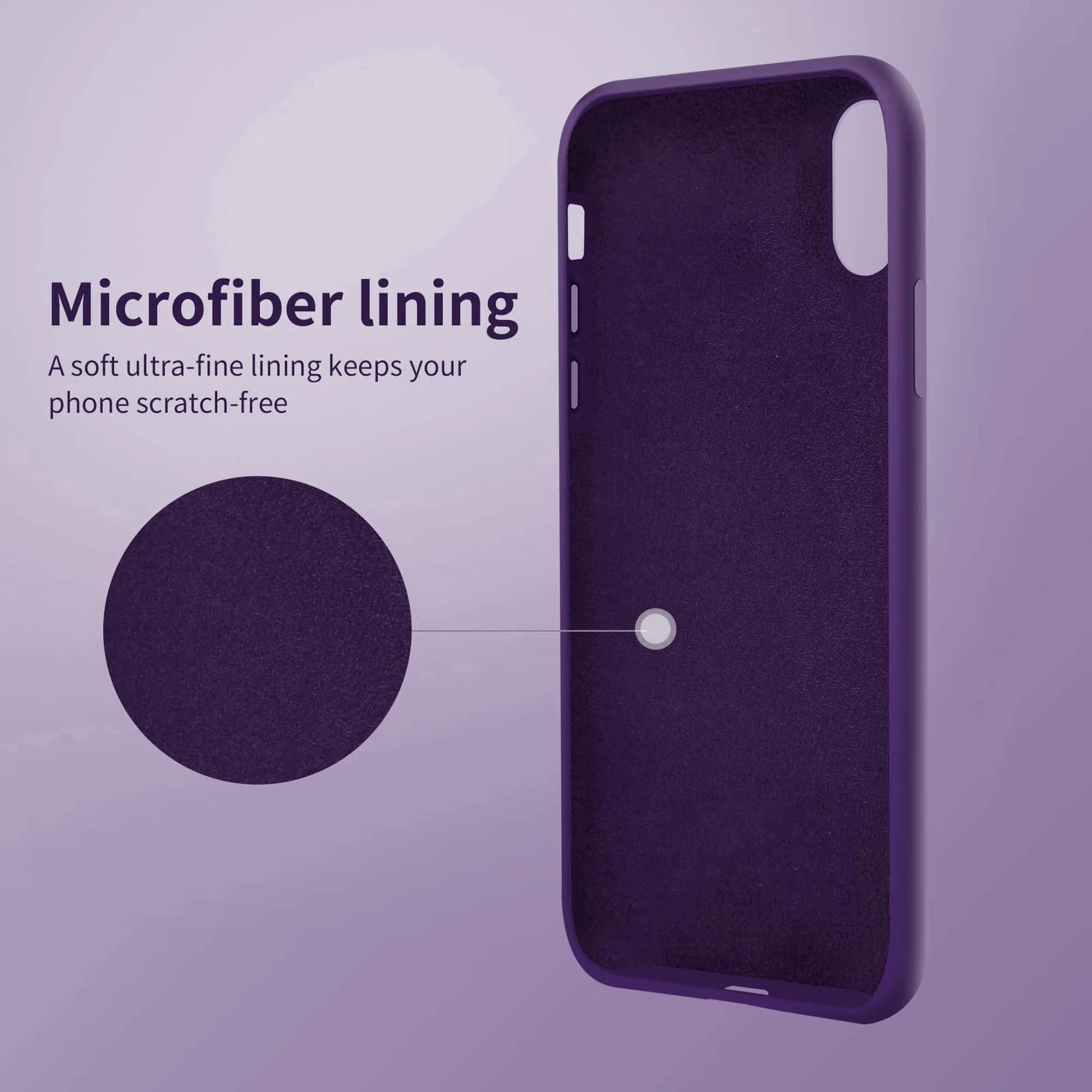 DL3 Mobilak Liquid Silicone Protective Case for iPhone XS Max with Camera Protection and Microfiber Lining - Violet