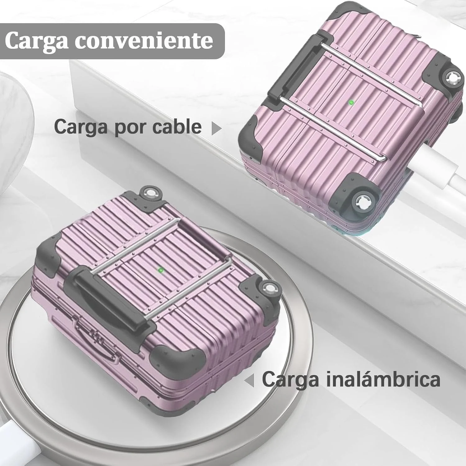 MOBIGON Suitcase-Style Hard Earbuds Case with Keychain for Apple AirPods Pro 3 (2025), Lavender Purple