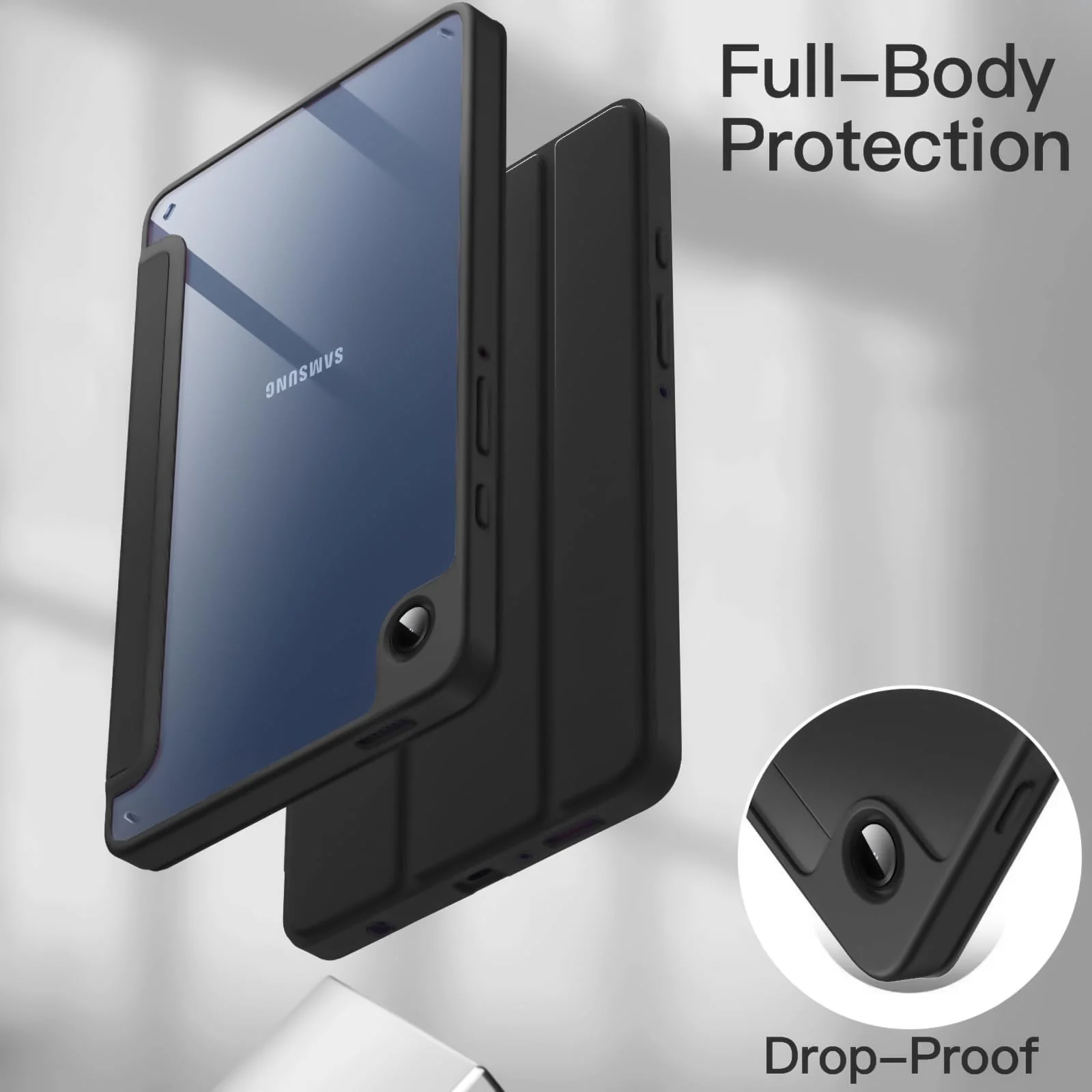 DL3 Mobilak Samsung Galaxy Tab A9+/ A9 Plus Case 11 inch 2023 (SM-X210/X216/X218) with Pen Holder, Soft TPU Back Trifold Stand Protective Smart Cover Flip, Auto Wake&Sleep - Black