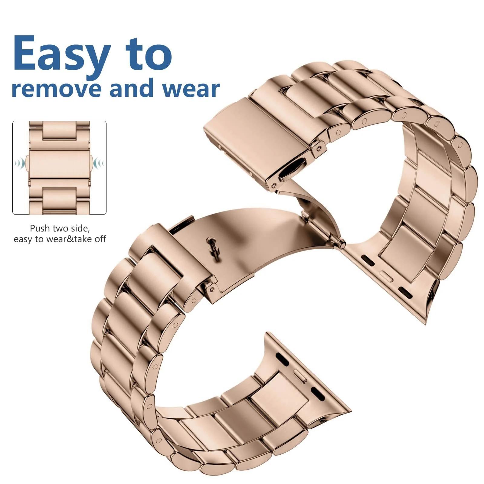 DL3 Mobilak Stainless Steel Band with Case Compatible with Apple Watch Ultra 49mm, Men Woman Business Metal Strap with Protective Bumper Cover for Apple Watch Ultra 2 Ultra 49mm - Rose Gold