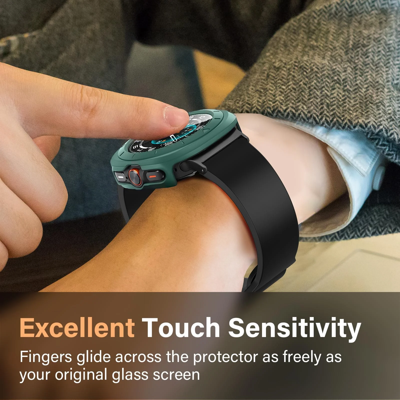 DL3 MOBILAK Full-Coverage Watch Case with Tempered Glass for Samsung Galaxy Watch Ultra 2025 / Galaxy Watch 7 Ultra 2024 47 mm, Green