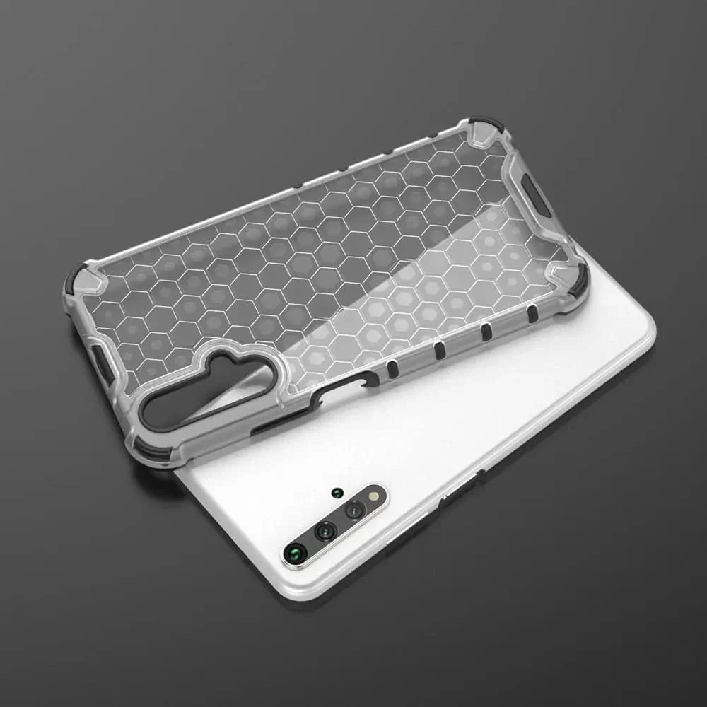 DL3 Mobilak Honeycomb Protective Case for Huawei Nova 5T / Honor 20, Shock-absorbing protection, Transparent design, Slim, lightweight profile - Clear