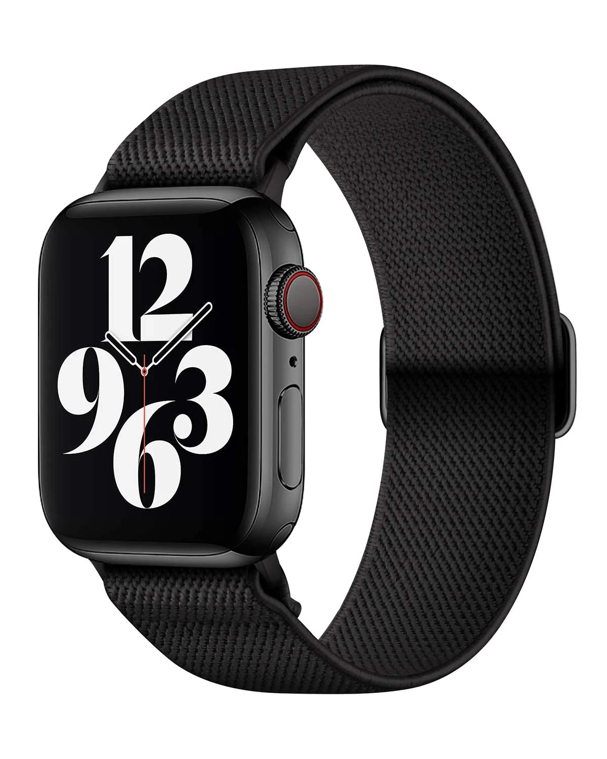 DL3 MOBILAK Nylon Solo Loop Stretchy Straps For Apple Watch Band 49mm 45mm 44mm 42mm 41mm 40mm 38mm, Elastic Wristbands for Series 8 Ultra 7 6 5 4 3 2 1 Se (42MM/44MM/45MM/49MM) - Black