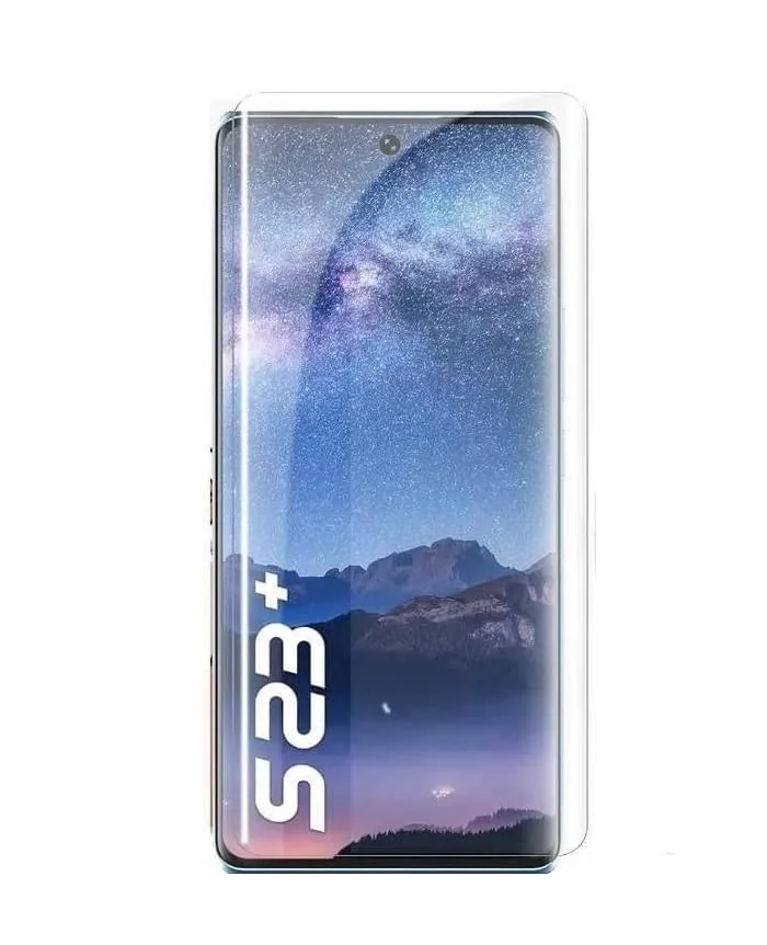 DL3 Mobilak Screen Protector Samsung Galaxy S23 Plus /S23+ [Liquid UV Tempered Glass] Full Screen adhesive [Sensitive Touch][Fingerprint Sensor Compatible] HD - Clear