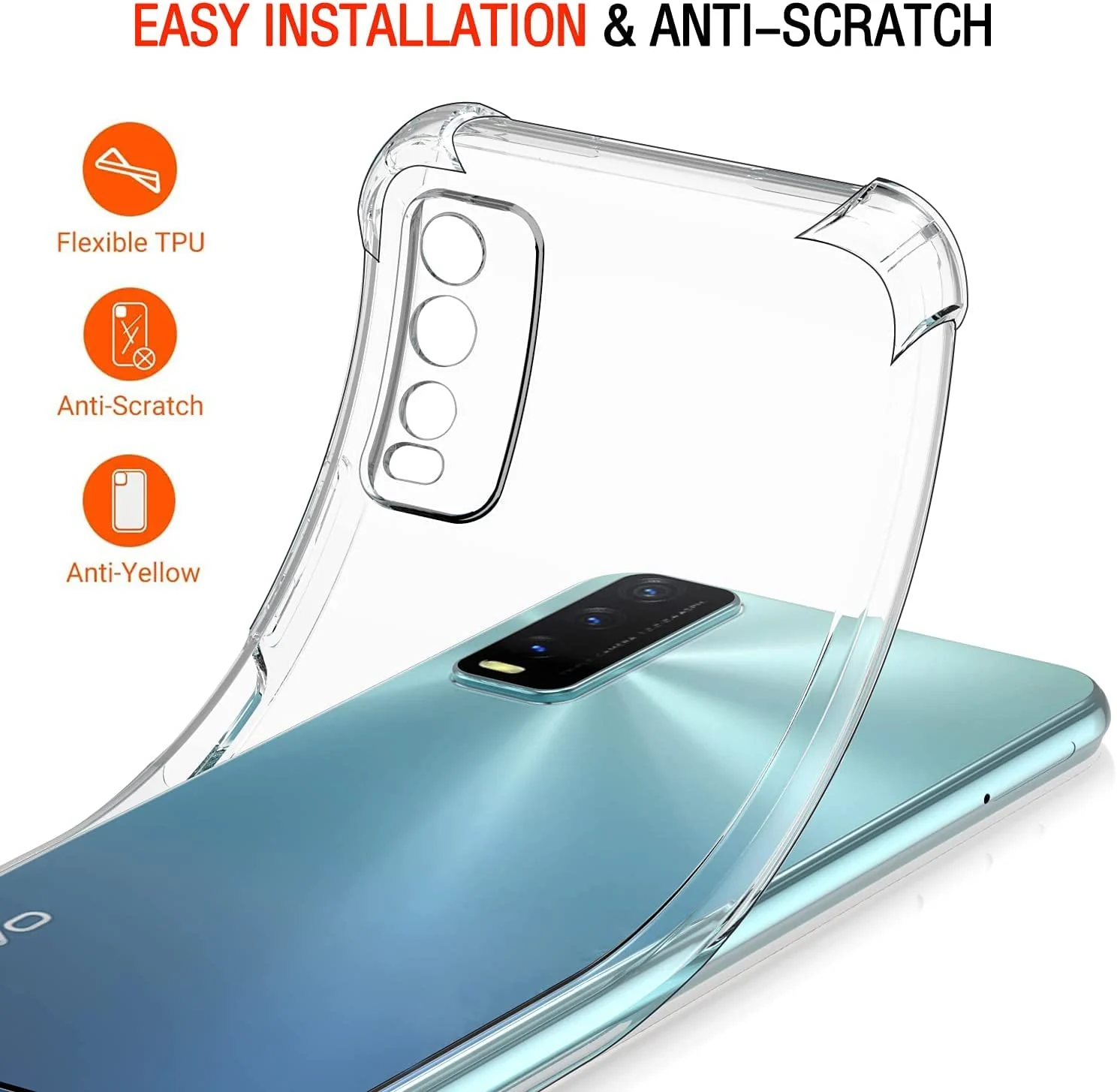 DL3 Mobilak Case Compatible with vivo Y20s / vivo Y11s / vivo Y20, Cover Silicone TPU Gorilla Anti-shock Protector Camera Shockproof Corners - Clear